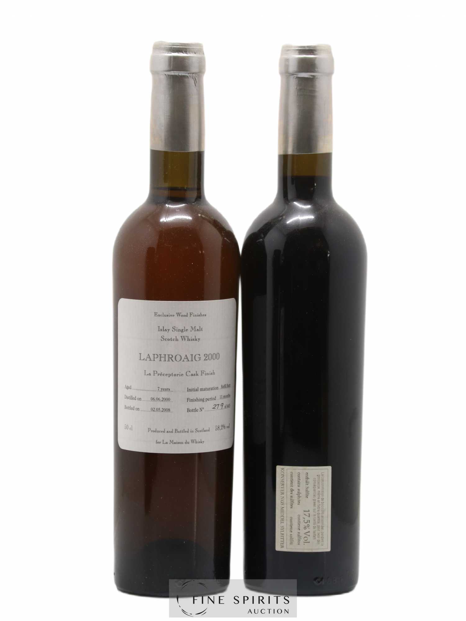 Laphroaig 7 years 2000 Signatory Vintage Coffret La préceptorie with 1 Maury One of 445 - bottled 2008 LMDW - Lot de 1 bouteille - 2
