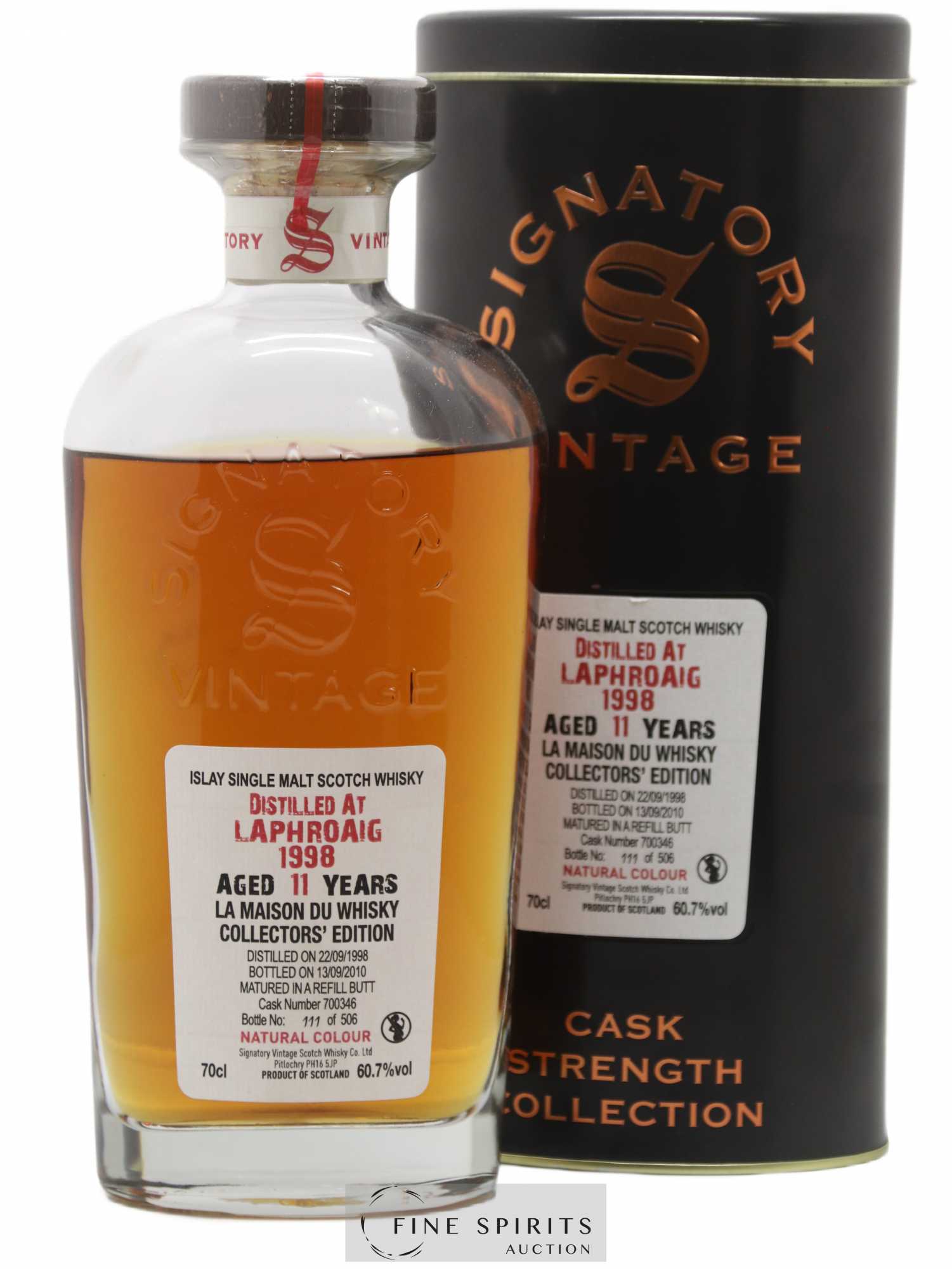 Laphroaig 11 years 1998 Signatory Vintage Collector's Edition Refill Butt n°700346 - One of 506 - bottled 2010 LMDW Cask Strength Collection - Lot de 1 bouteille - 0