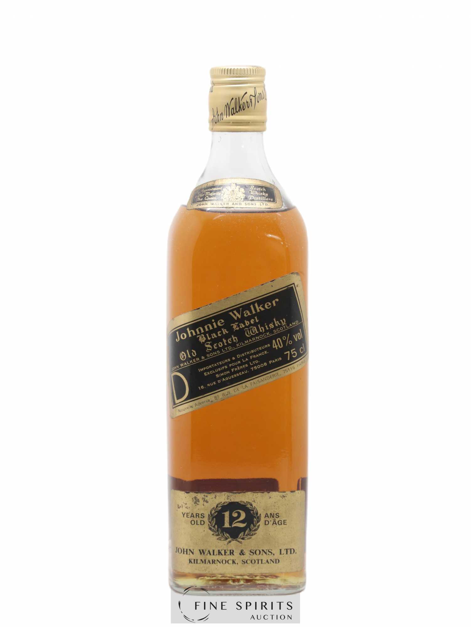Johnnie Walker 12 years Of. Black Label (75cl.) - Lot de 1 bouteille - 0
