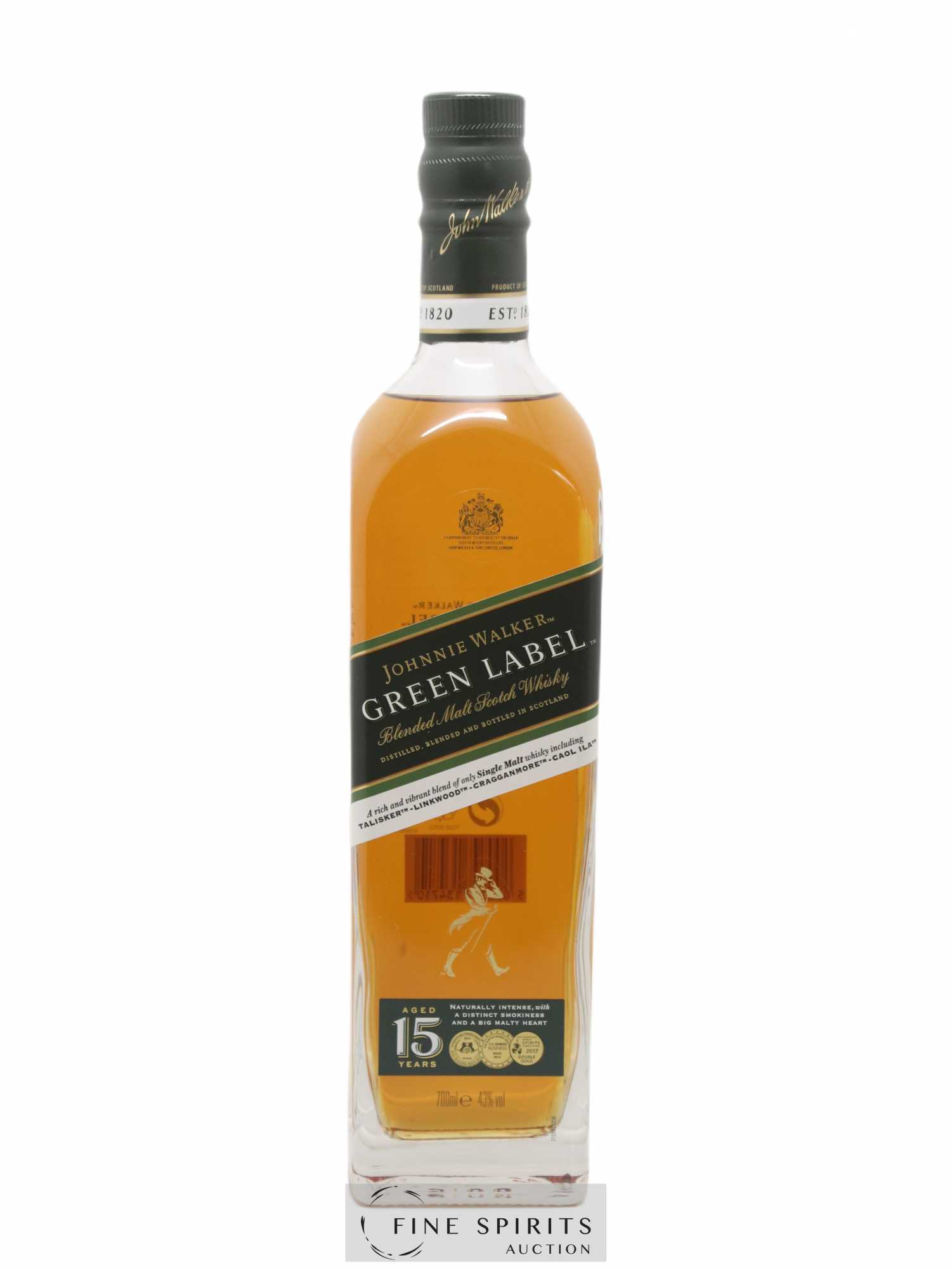 Johnnie Walker 15 years Of. Green Label - Lot de 1 bouteille - 1