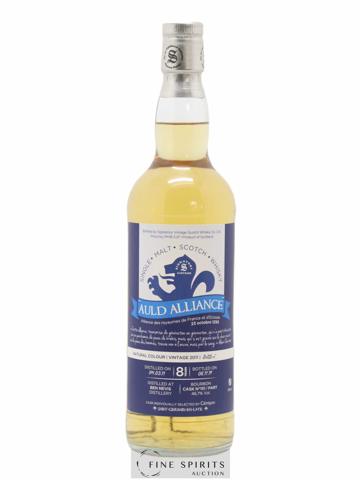 Ben Nevis 8 years 2011 Signatory Vintage Auld Alliance Cask n°151-PART - bottled 2019 Cémiyon - Lot de 1 bouteille - 1