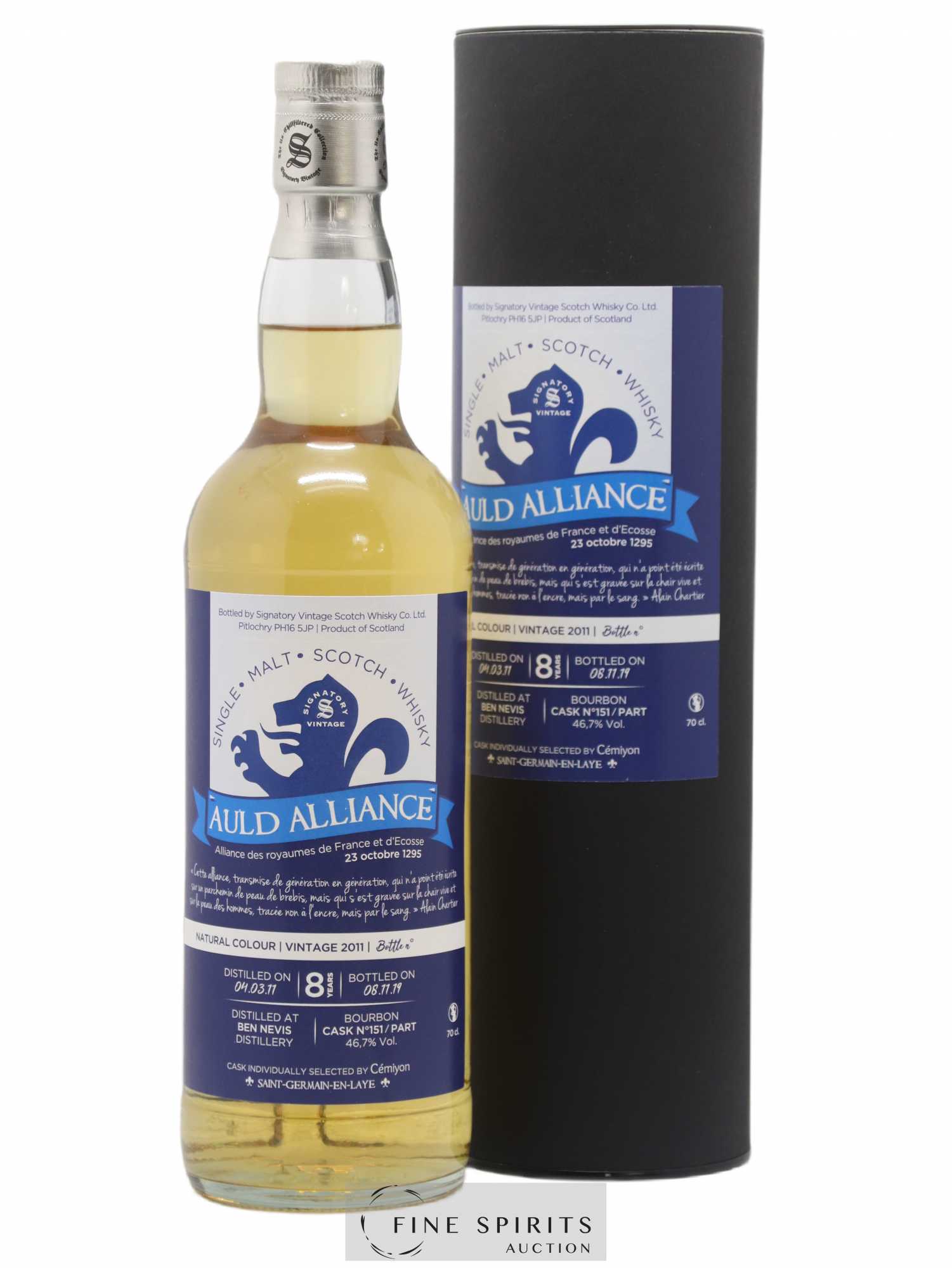 Ben Nevis 8 years 2011 Signatory Vintage Auld Alliance Cask n°151-PART - bottled 2019 Cémiyon - Lot de 1 bouteille - 0
