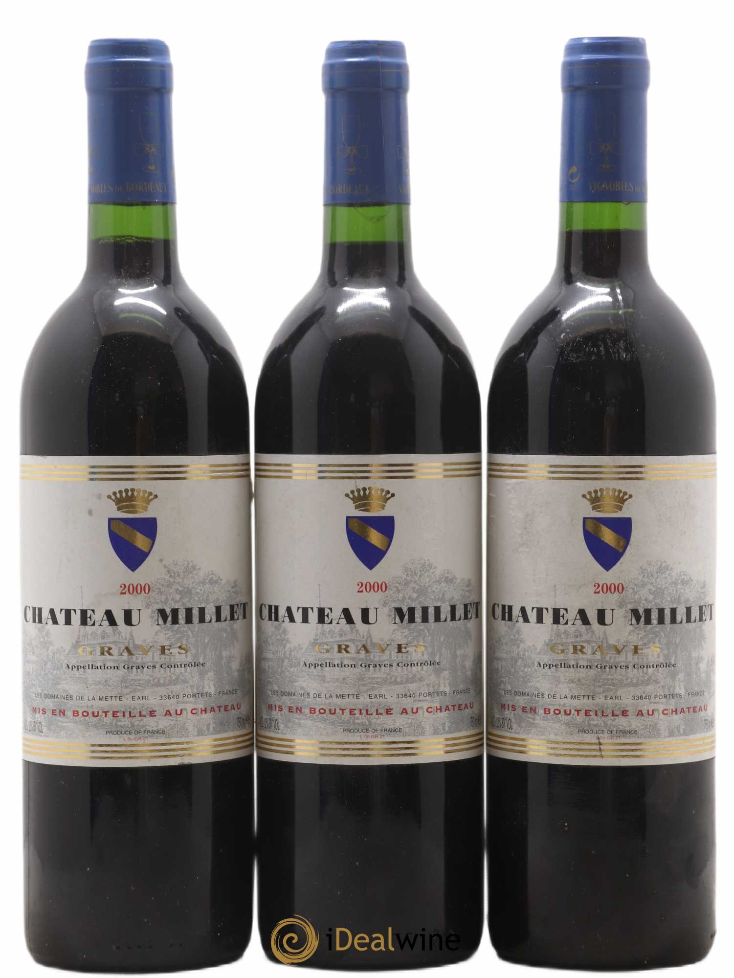 Bordeaux Château Millet 2000 - Lot de 3 bouteilles - 0