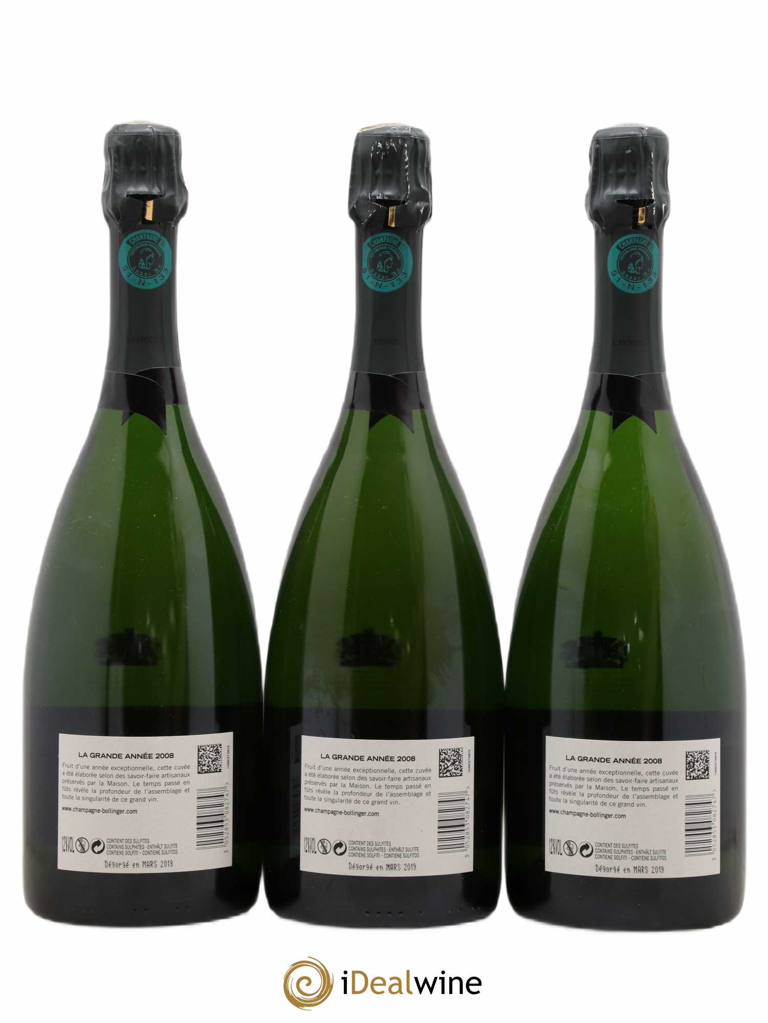 La Grande Année Brut Bollinger 2008 - Lot de 3 bouteilles - 1