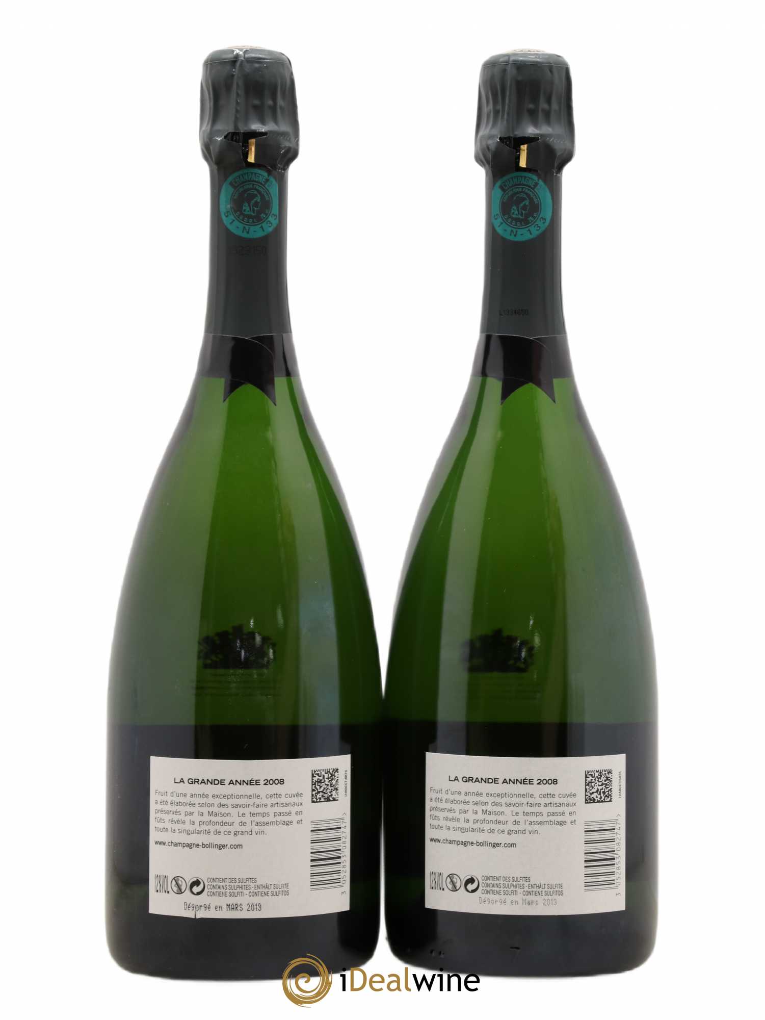 La Grande Année Brut Bollinger 2008 - Lot de 2 bouteilles - 1