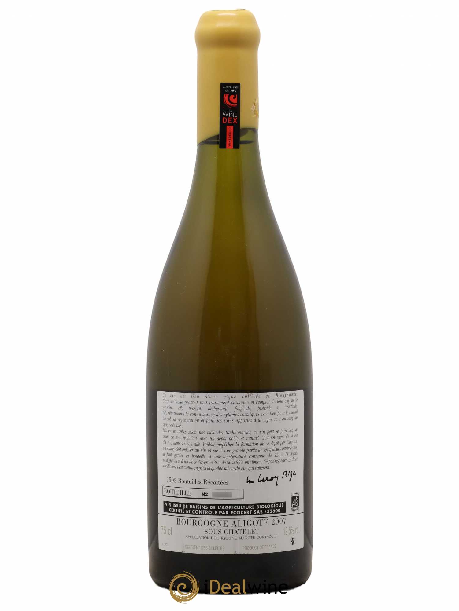 Bourgogne Aligoté Sous Chatelet d'Auvenay (Domaine) 2007 - Lot de 1 bouteille - 1