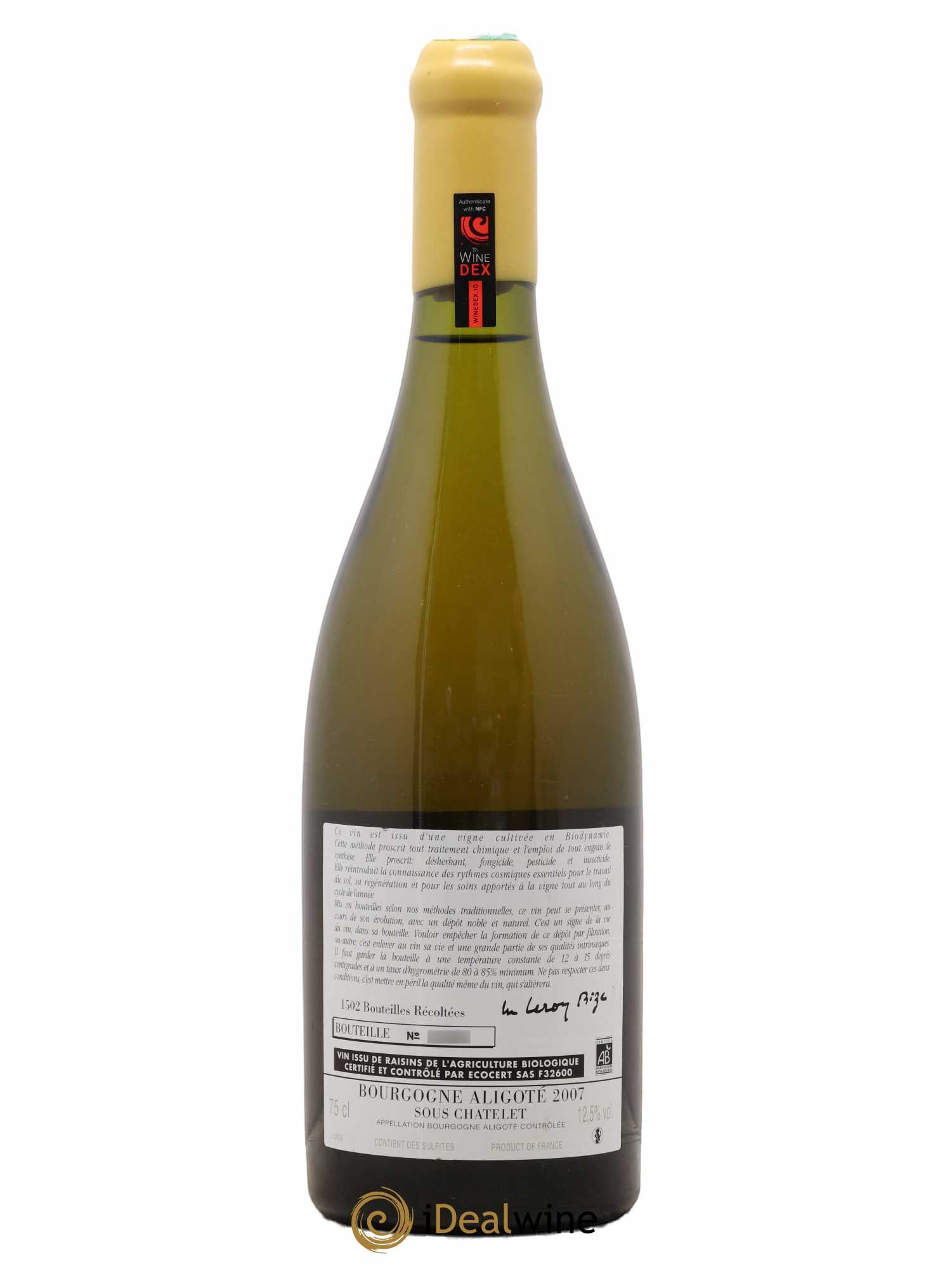 Bourgogne Aligoté Sous Chatelet d'Auvenay (Domaine) 2007 - Lot de 1 bouteille - 1