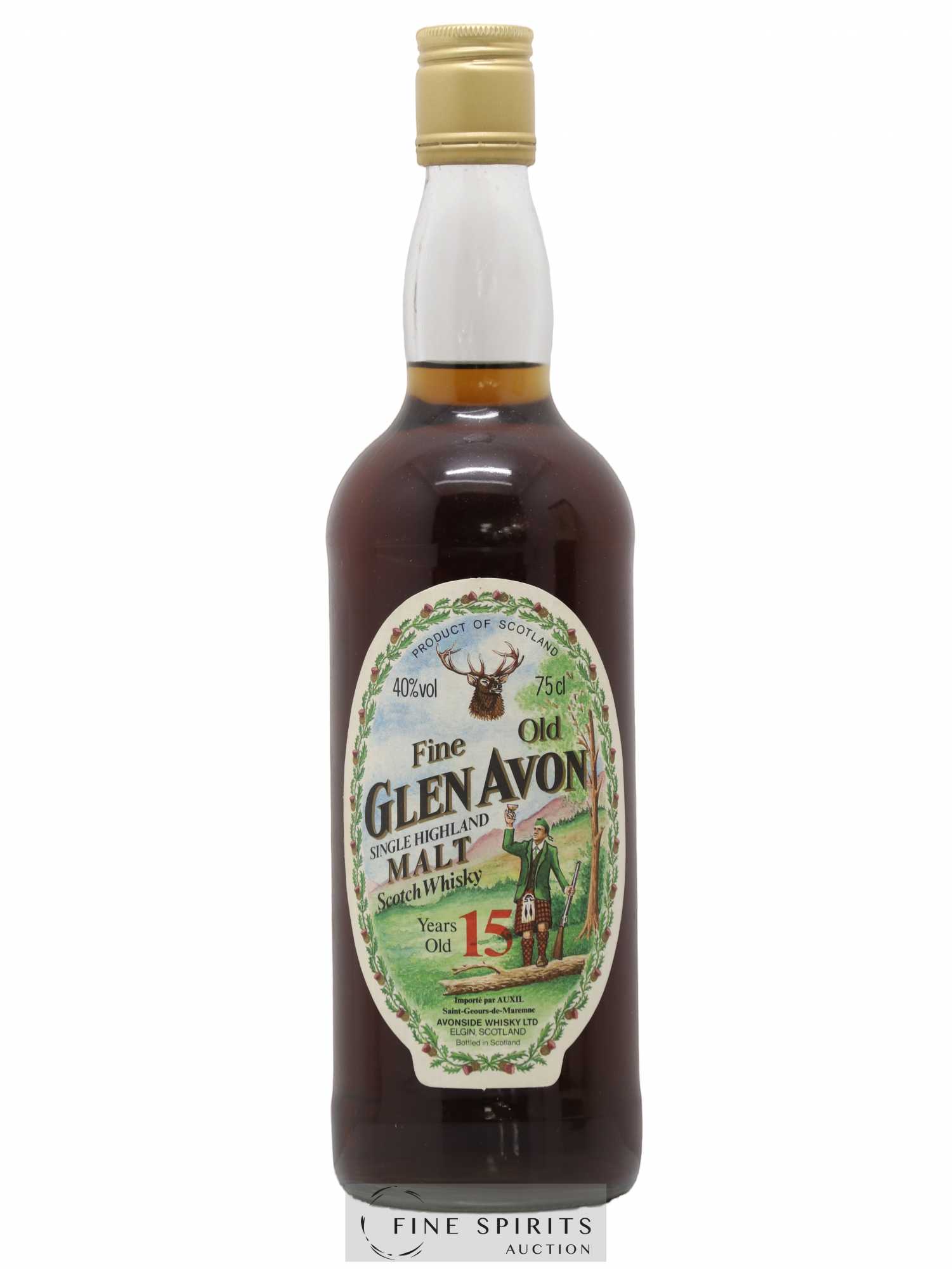 Glen Avon 15 years Avonside Whisky Fine Old Auxil Import - Lot de 1 bouteille - 1