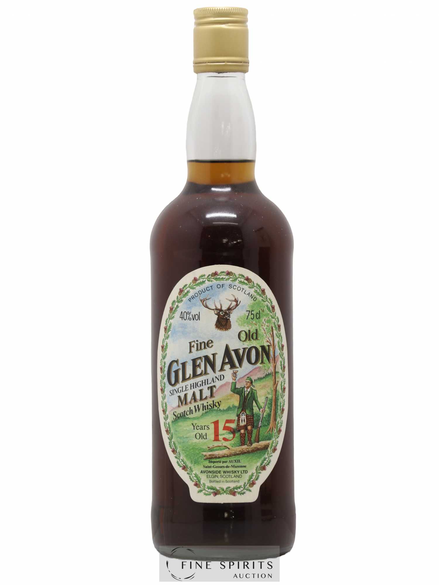 Glen Avon 15 years Avonside Whisky Fine Old Auxil Import - Lot de 1 bouteille - 1