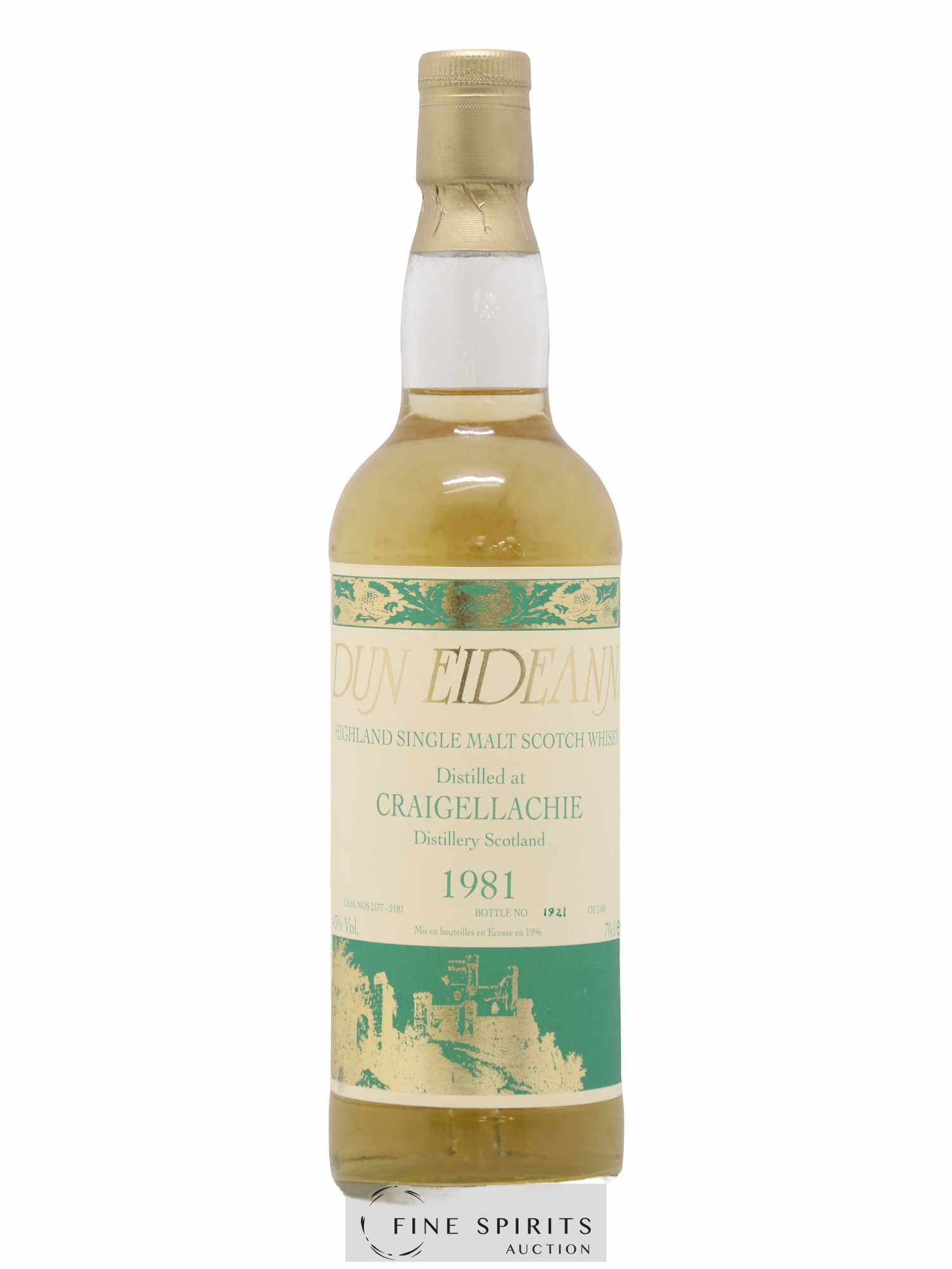 Craigellachie 1981 Signatory Vintage Dun Eideann Cask n°2177-2181 - One of 2100 - bottled 1996 - Lot de 1 bouteille - 1
