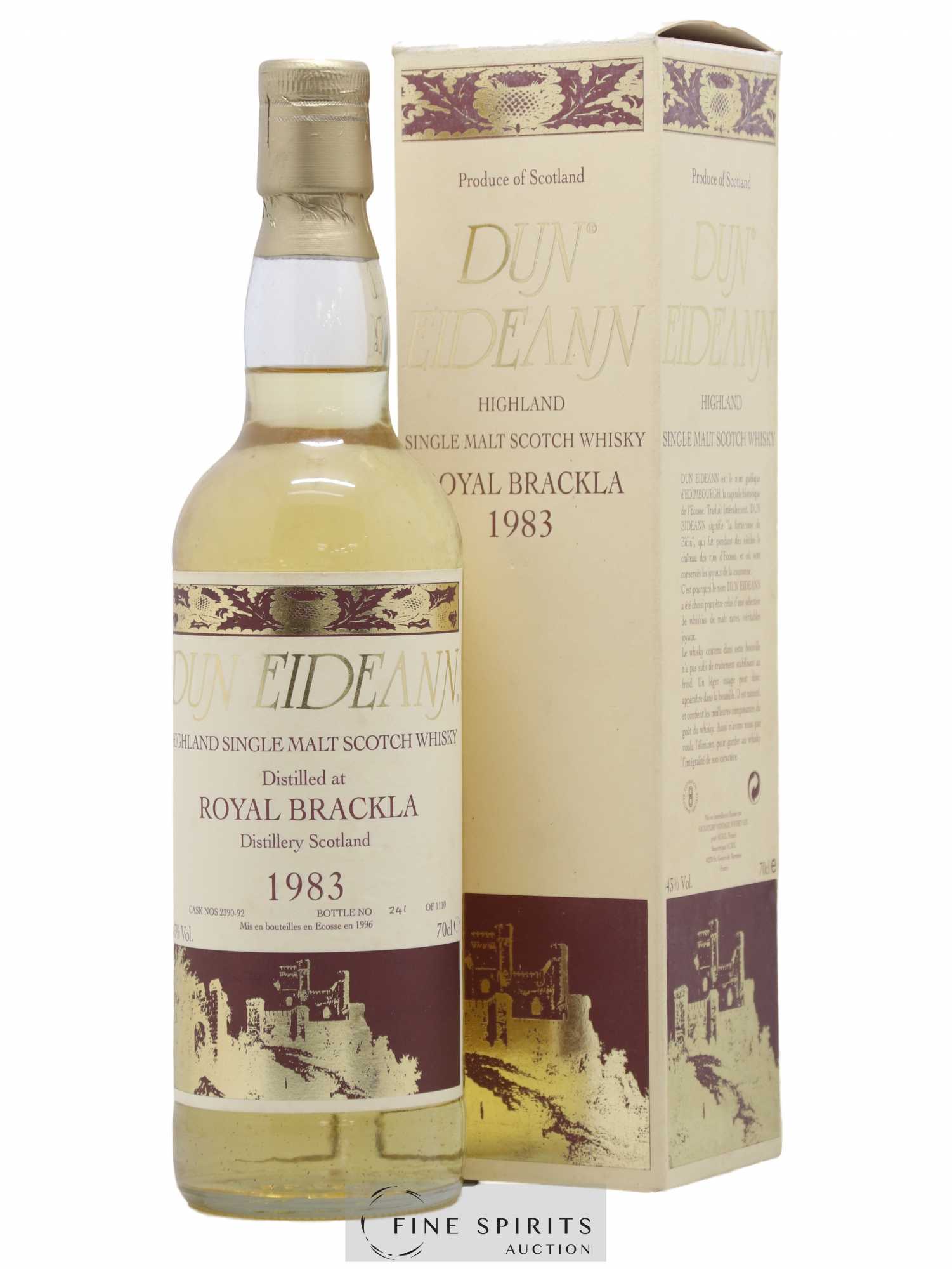 Royal Brackla 1983 Signatory Vintage Dun Eideann Cask n°2390-2392 - One of 1110 - bottled 1996 - Lot de 1 bouteille - 0