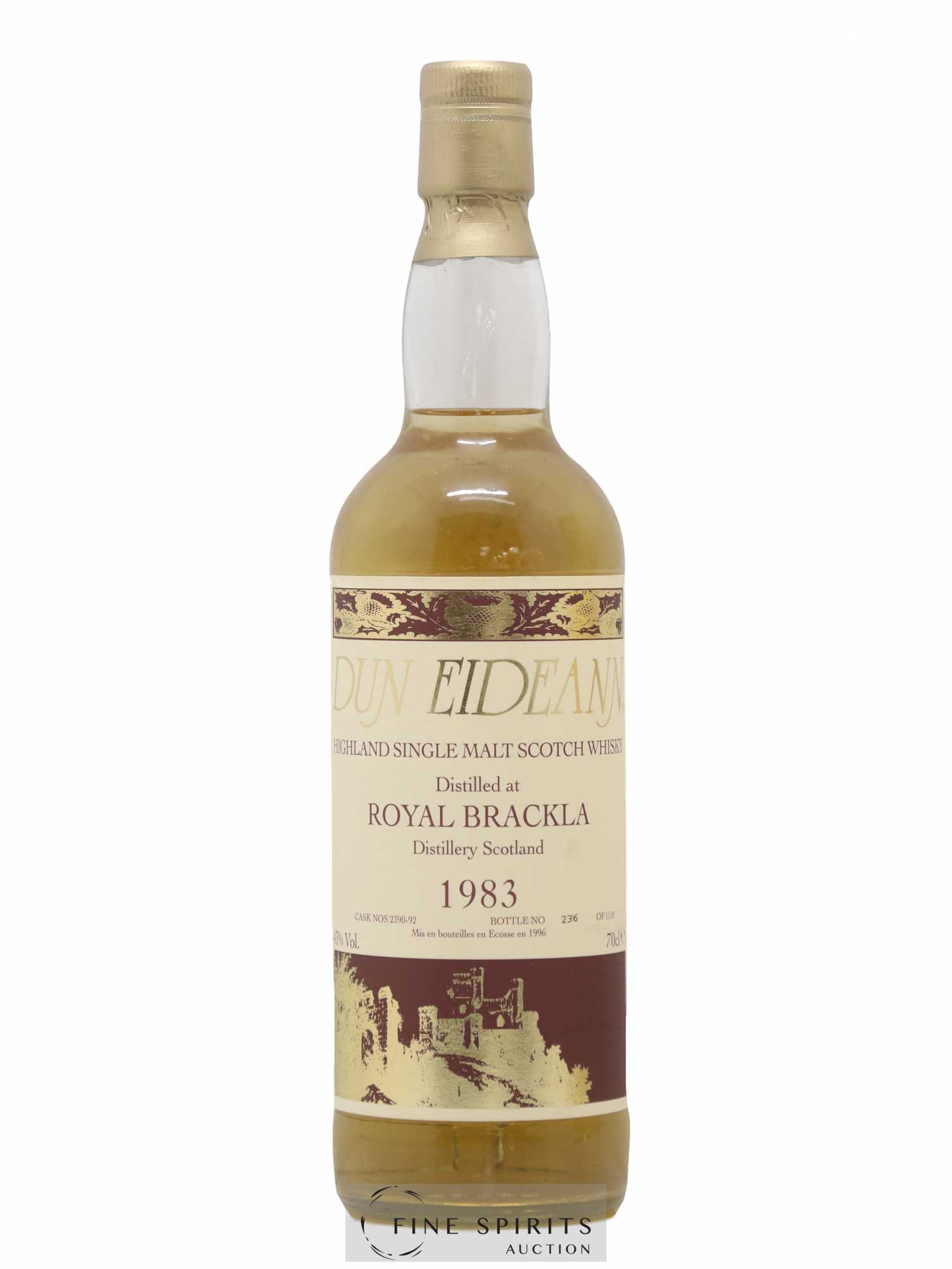 Royal Brackla 1983 Signatory Vintage Dun Eideann Cask n°2390-2392 - One of 1110 - bottled 1996 - Posten von 1 Flasche - 1