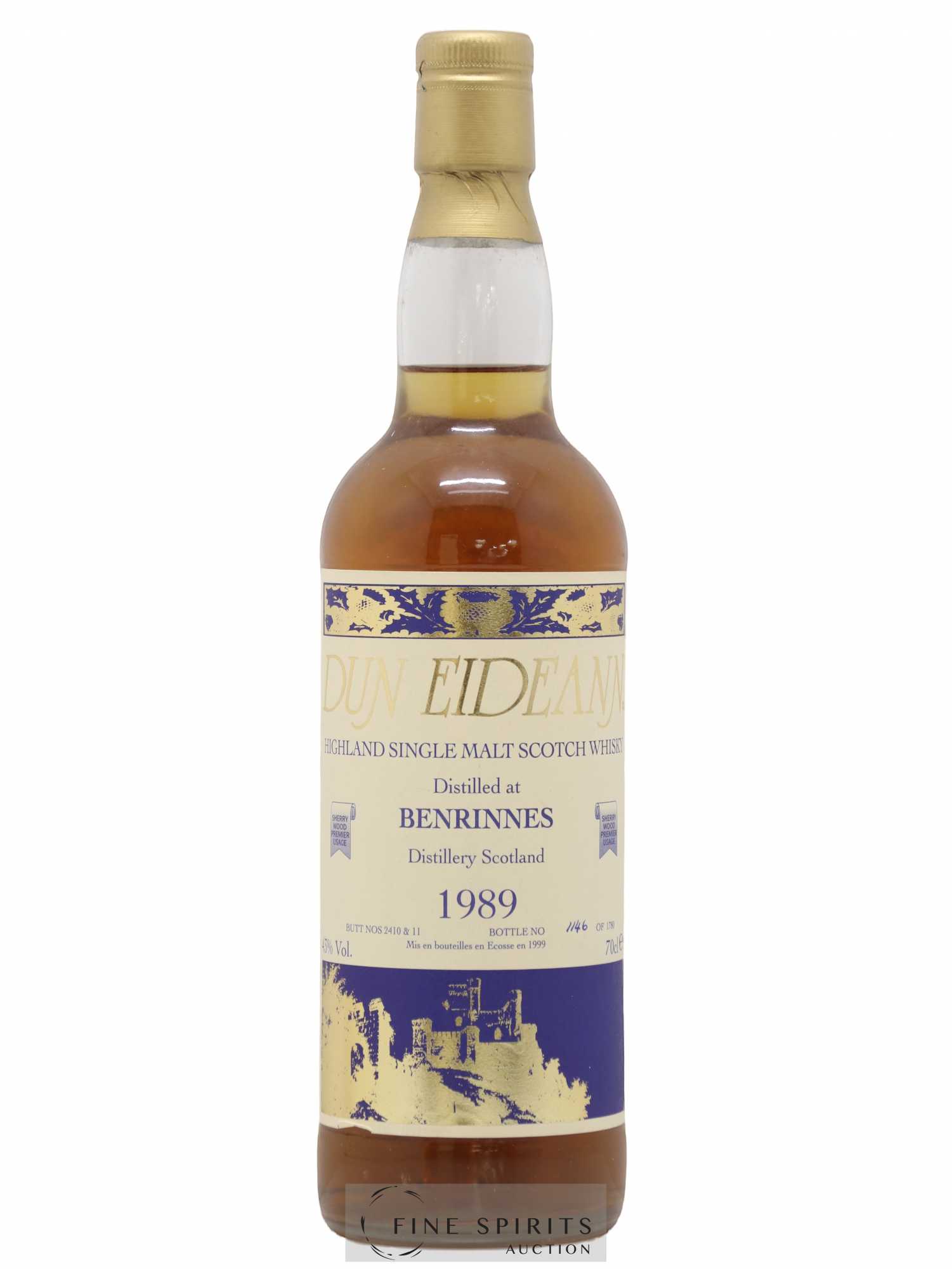 Benrinnes 1989 Signatory Vintage Dun Eideann Cask n°2410-2411 - One of 1780 - bottled 1999 - Lot de 1 bouteille - 1