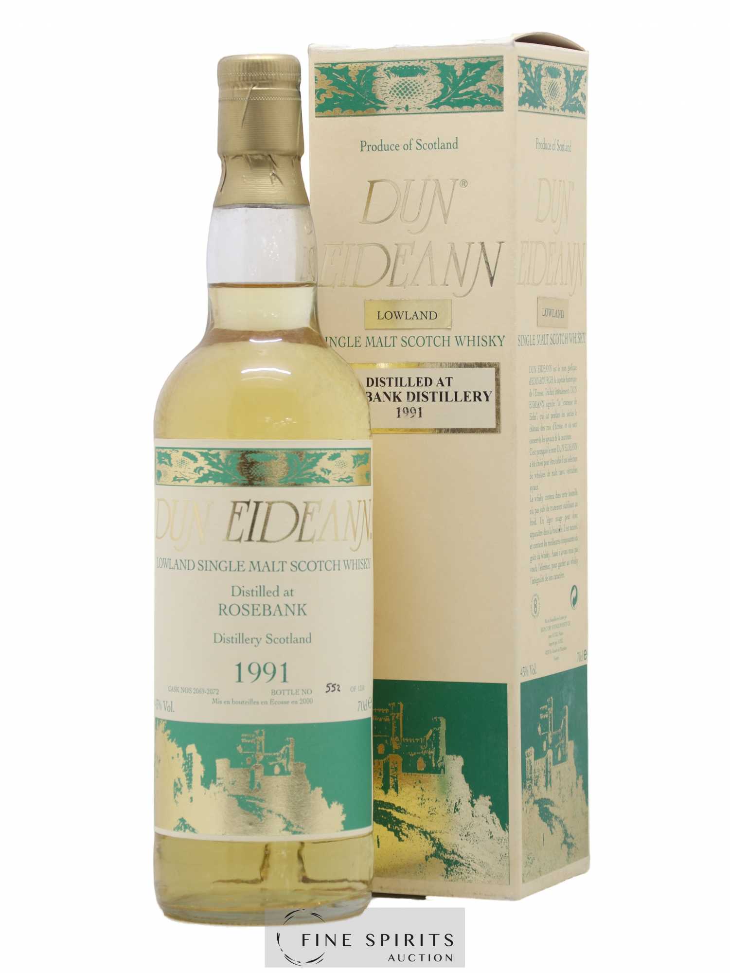 Rosebank 1991 Signatory Vintage Dun Eideann Cask n°2069-2072 - One of 1350 - bottled 2000 - Posten von 1 Flasche - 0