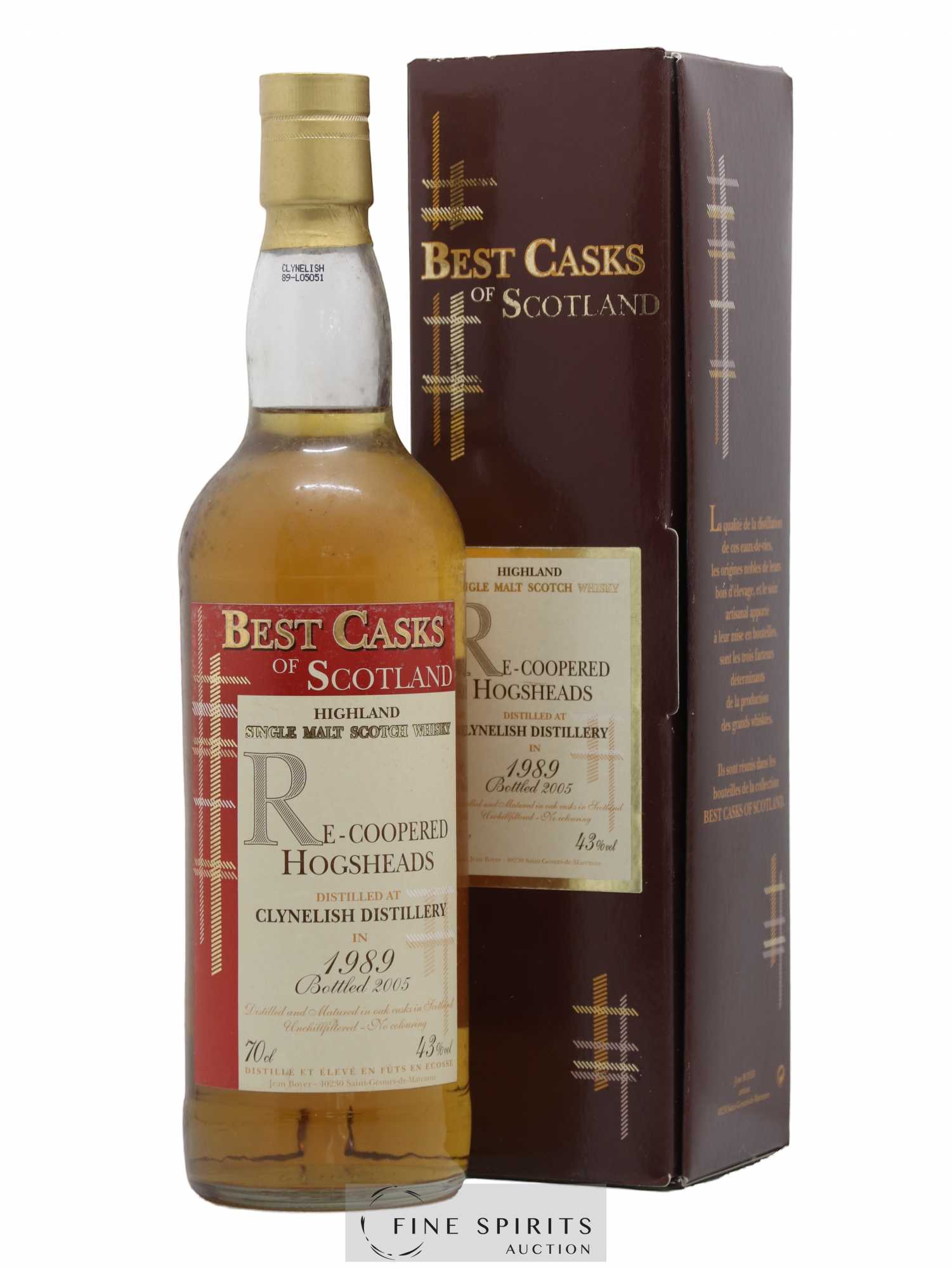 Clynelish 1989 Jean Boyer Re-Coopered Hogsheads bottled 2005 Best Casks of Scotland - Lot de 1 bouteille - 0