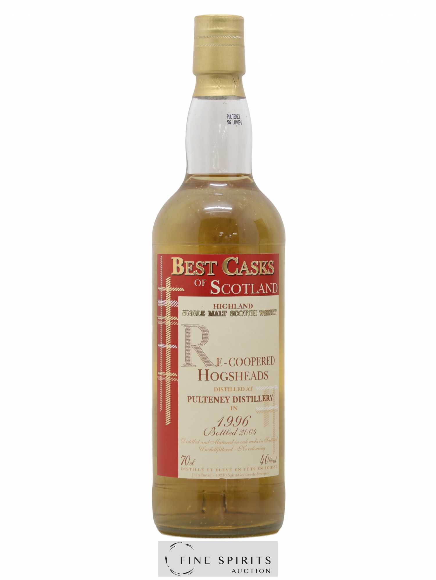 Pulteney 1996 Jean Boyer Re-Coopered Hogsheads bottled 2004 Best Casks of Scotland - Lot of 1 bottle - 1