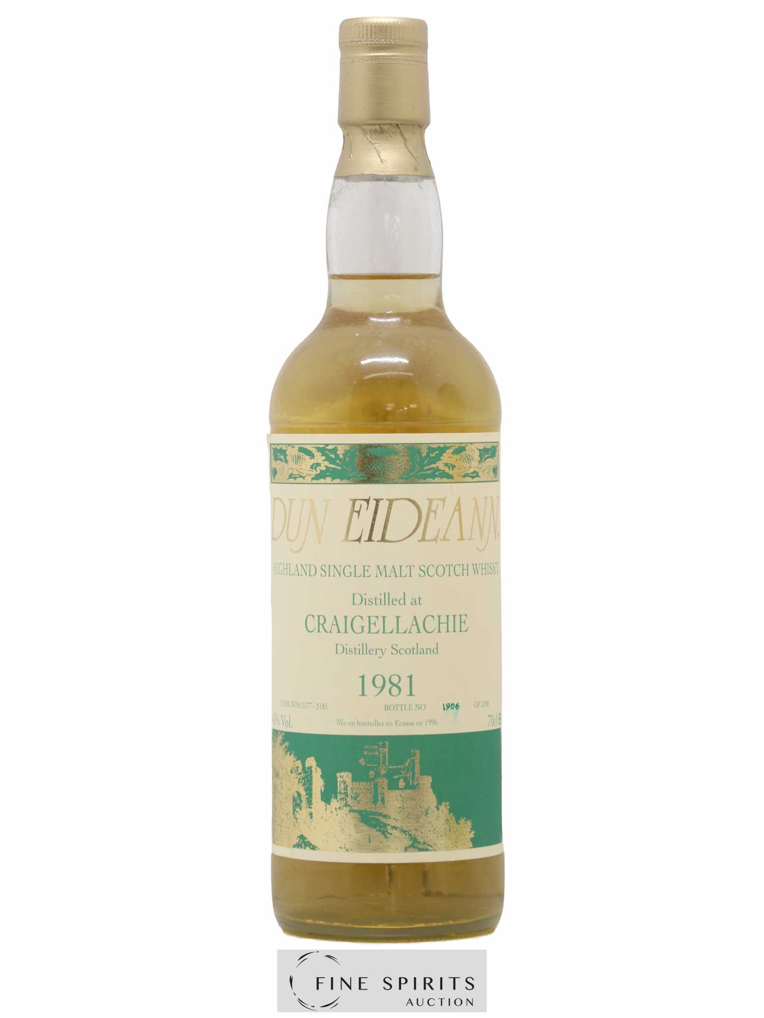 Craigellachie 1981 Signatory Vintage Dun Eideann Cask n°2177-2181 - One of 2100 - bottled 1996 - Lot de 1 bouteille - 1
