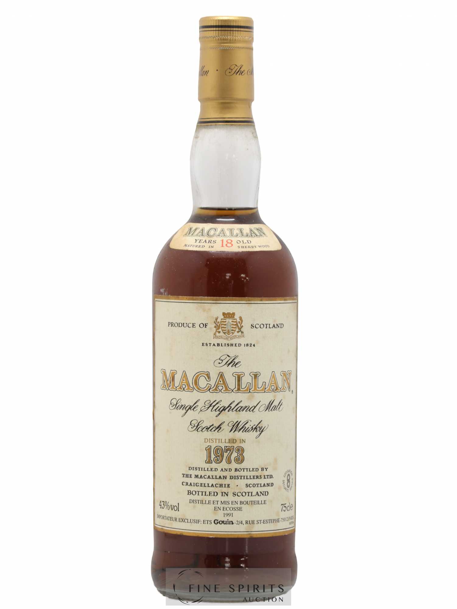 Macallan (The) 18 years 1973 Of. Sherry Wood Matured - bottled 1991 Gouin Import - Lot de 1 bouteille - 1
