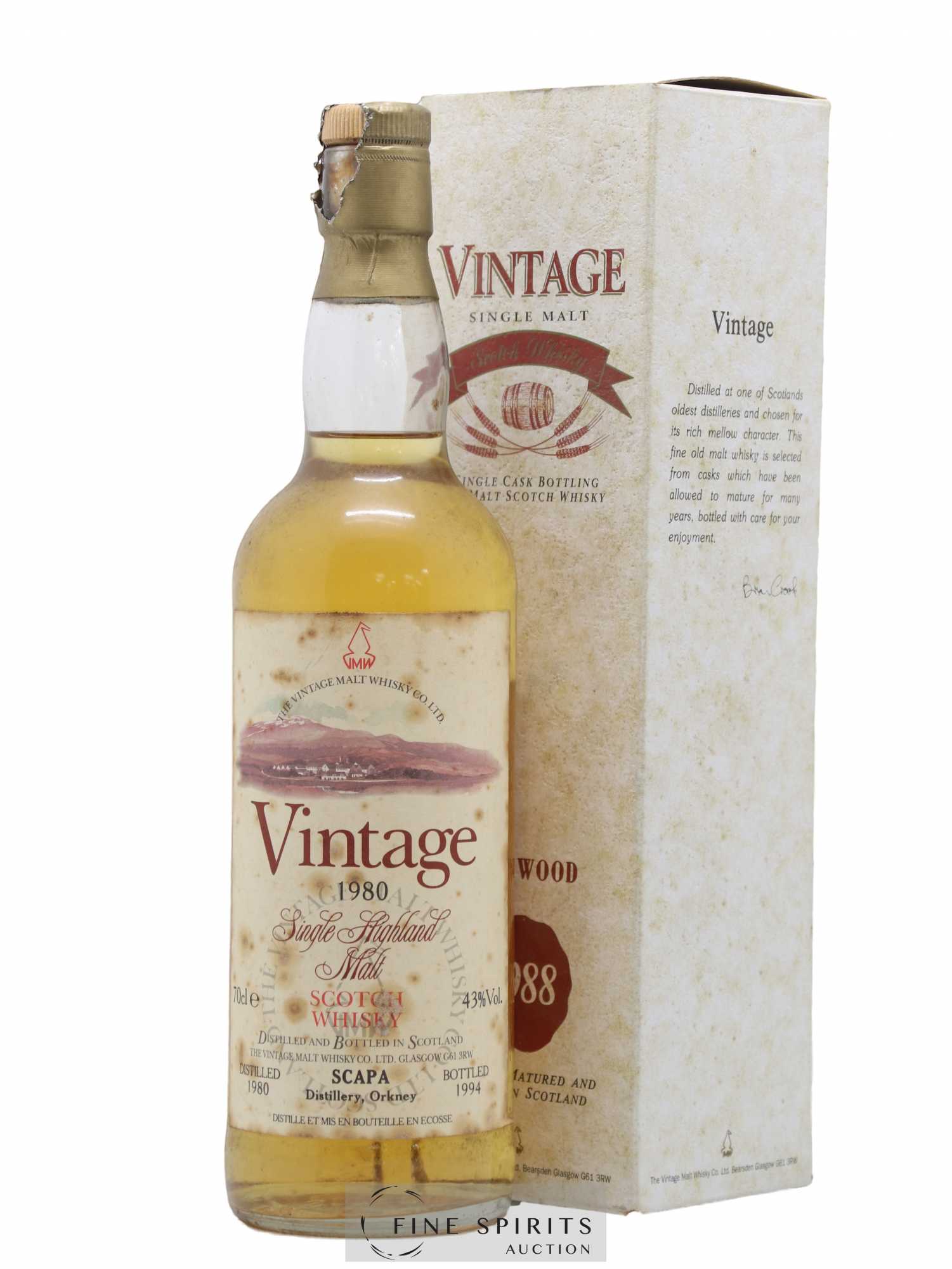 Scapa 1980 The Vintage Malt Whisky Co. Ltd. bottled 1994 - Lot de 1 bouteille - 0