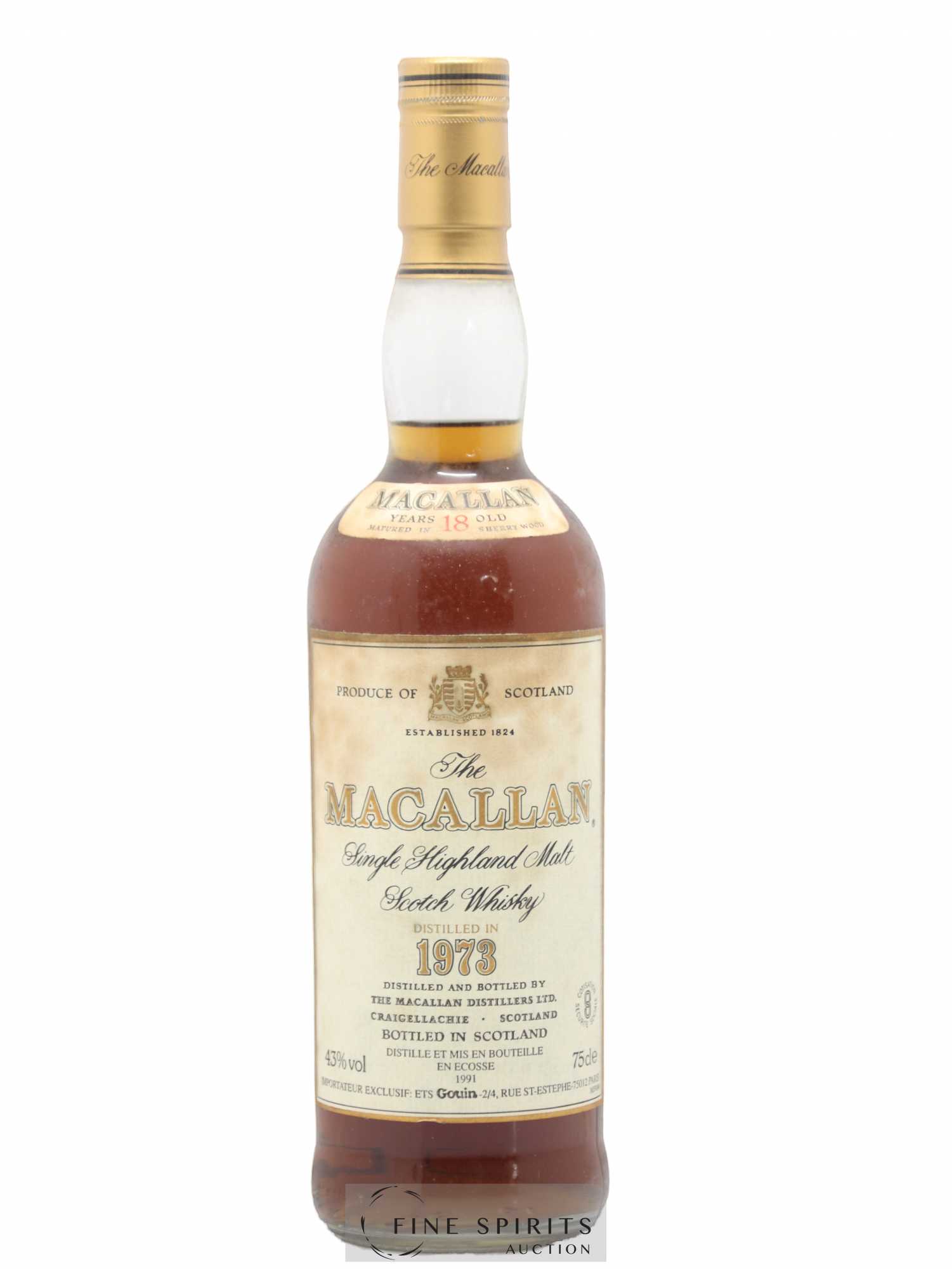 Macallan (The) 18 years 1973 Of. Sherry Wood Matured - bottled 1991 Gouin Import - Lotto di 1 bottiglia - 1