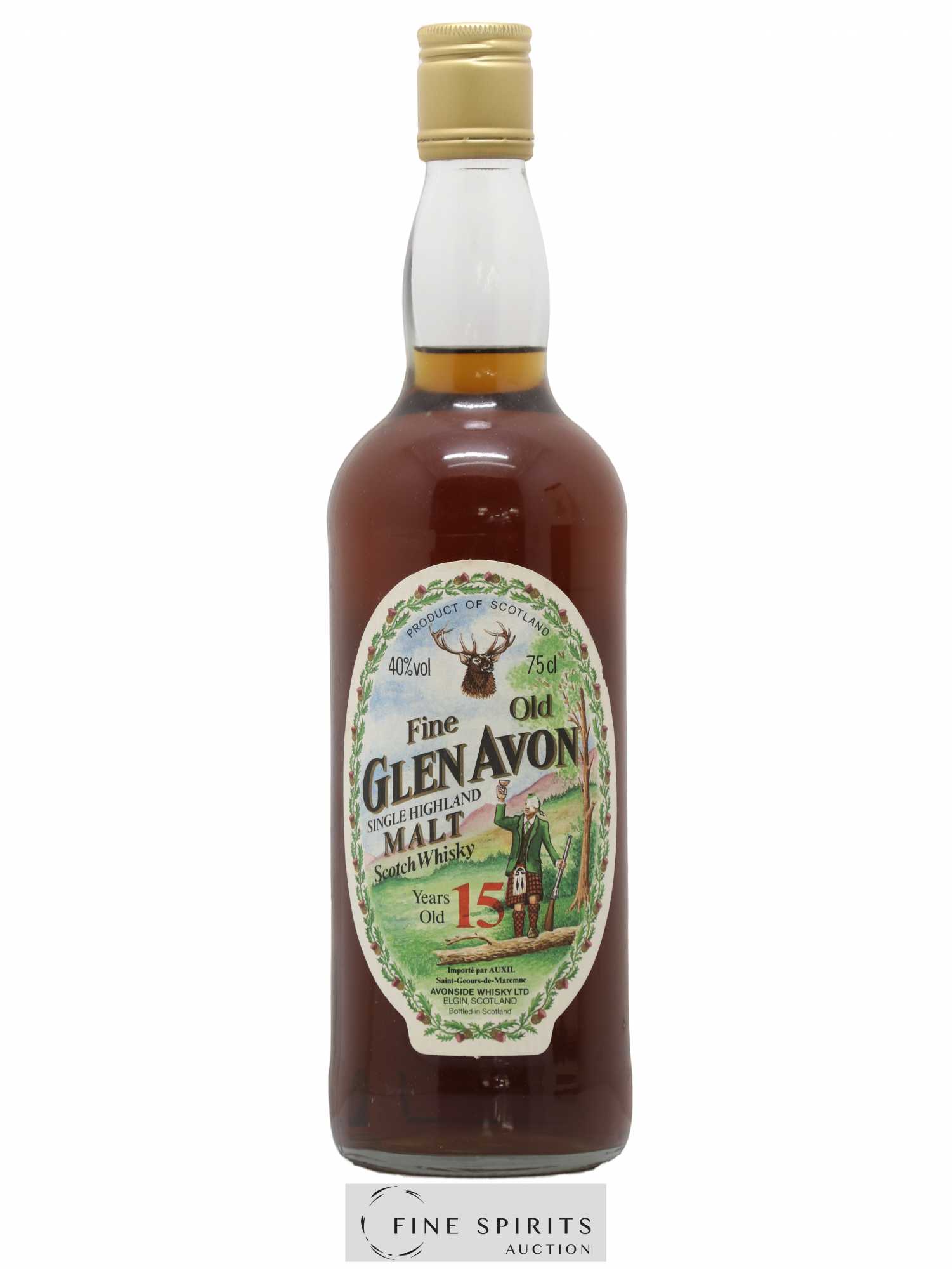 Glen Avon 15 years Avonside Whisky Fine Old Auxil Import - Lot of 1 bottle - 1