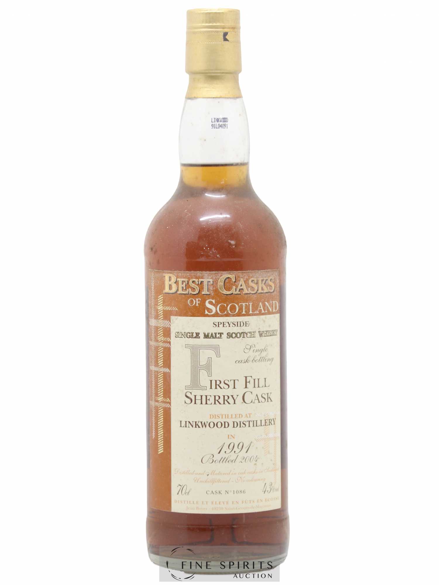 Linkwood 1991 Jean Boyer First Fill Sherry Cask Cask n°1086 - bottled 2004 Best Casks of Scotland - Lot de 1 bouteille - 1