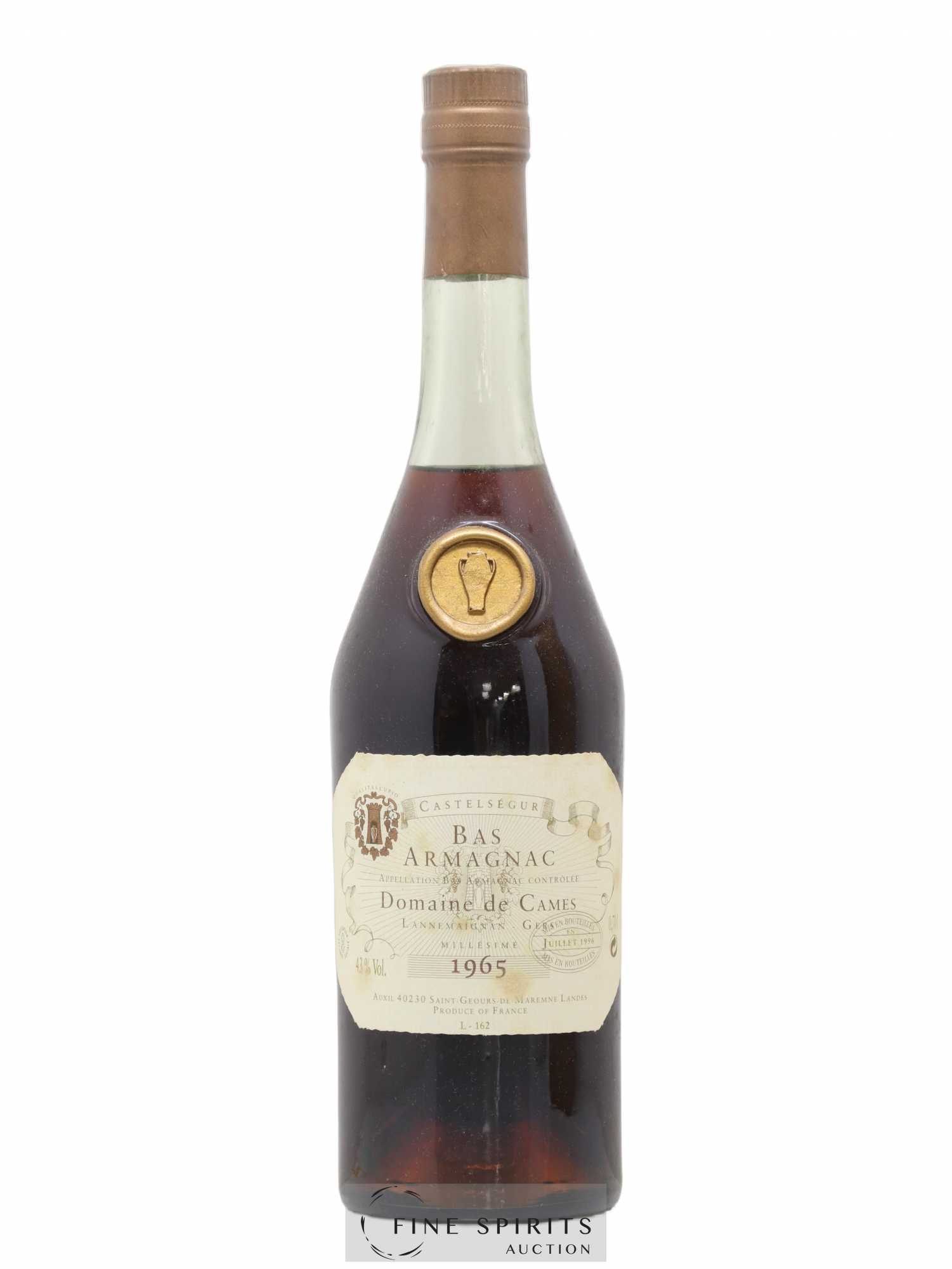 Domaine de Cames 1965 Of. bottled 1996 Auxil Castelségur - Lot de 1 bouteille - 1