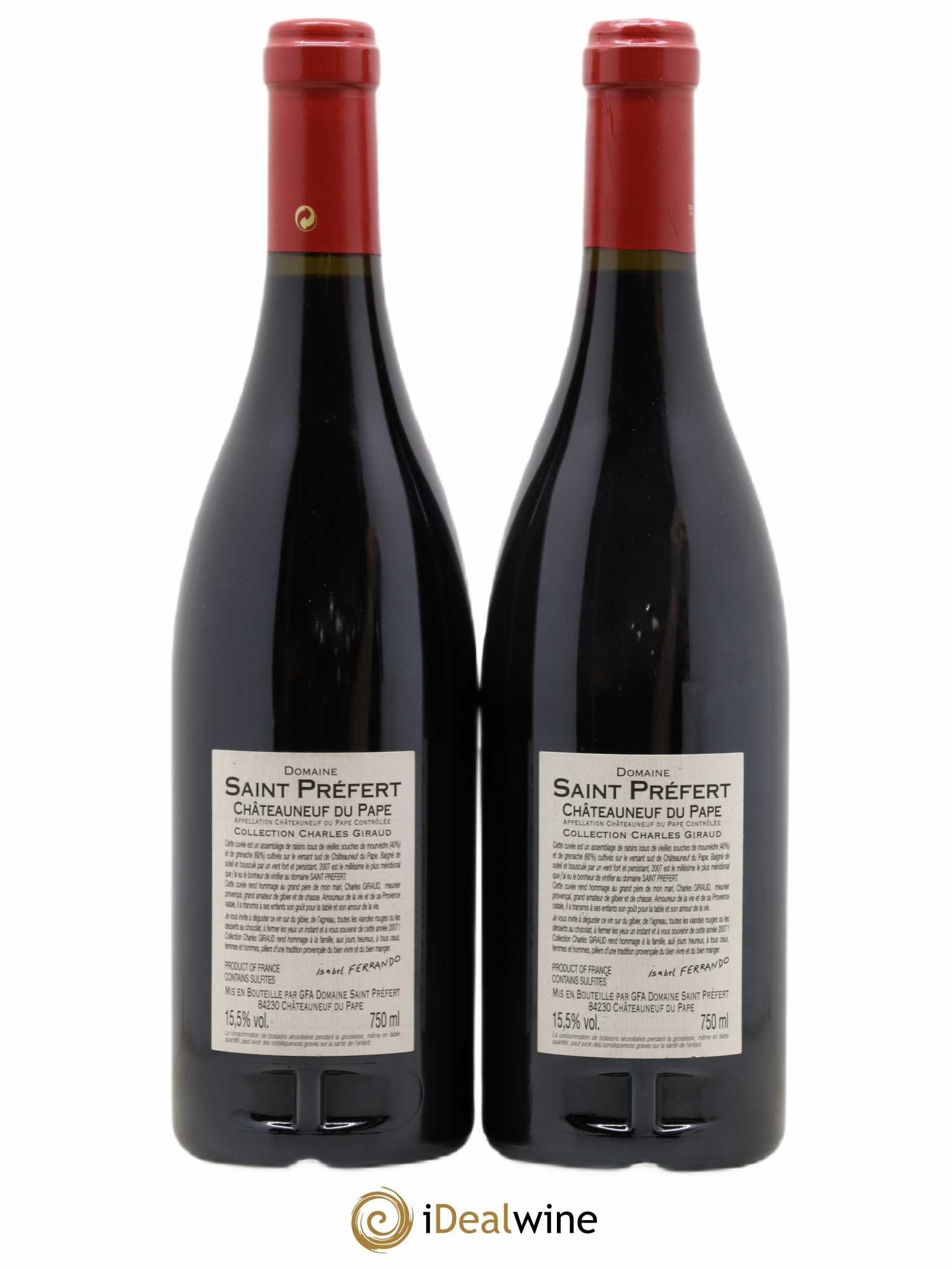 Châteauneuf-du-Pape Collection Charles Giraud Domaine Saint-Préfert 2007 - Lot de 2 bouteilles - 1