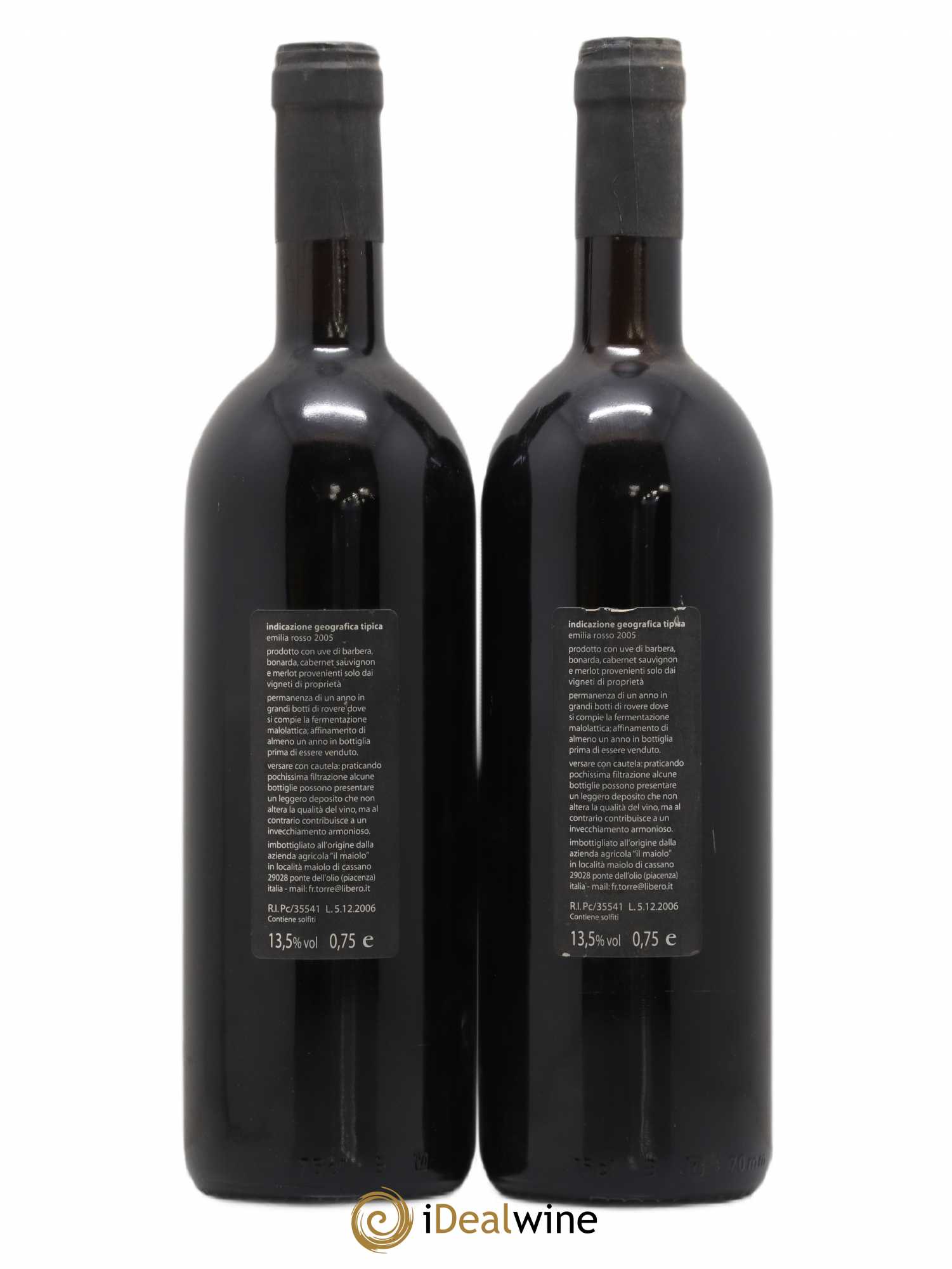 Italie Il Maiolo Emilia Rosso (sans prix de réserve) 2005 - Posten von 2 Flaschen - 1