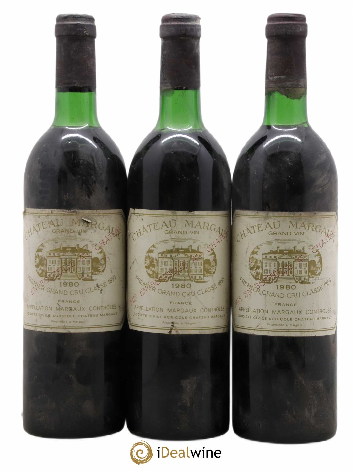 Château Margaux 1er Grand Cru Classé 1980 - Lot de 3 bouteilles - 0