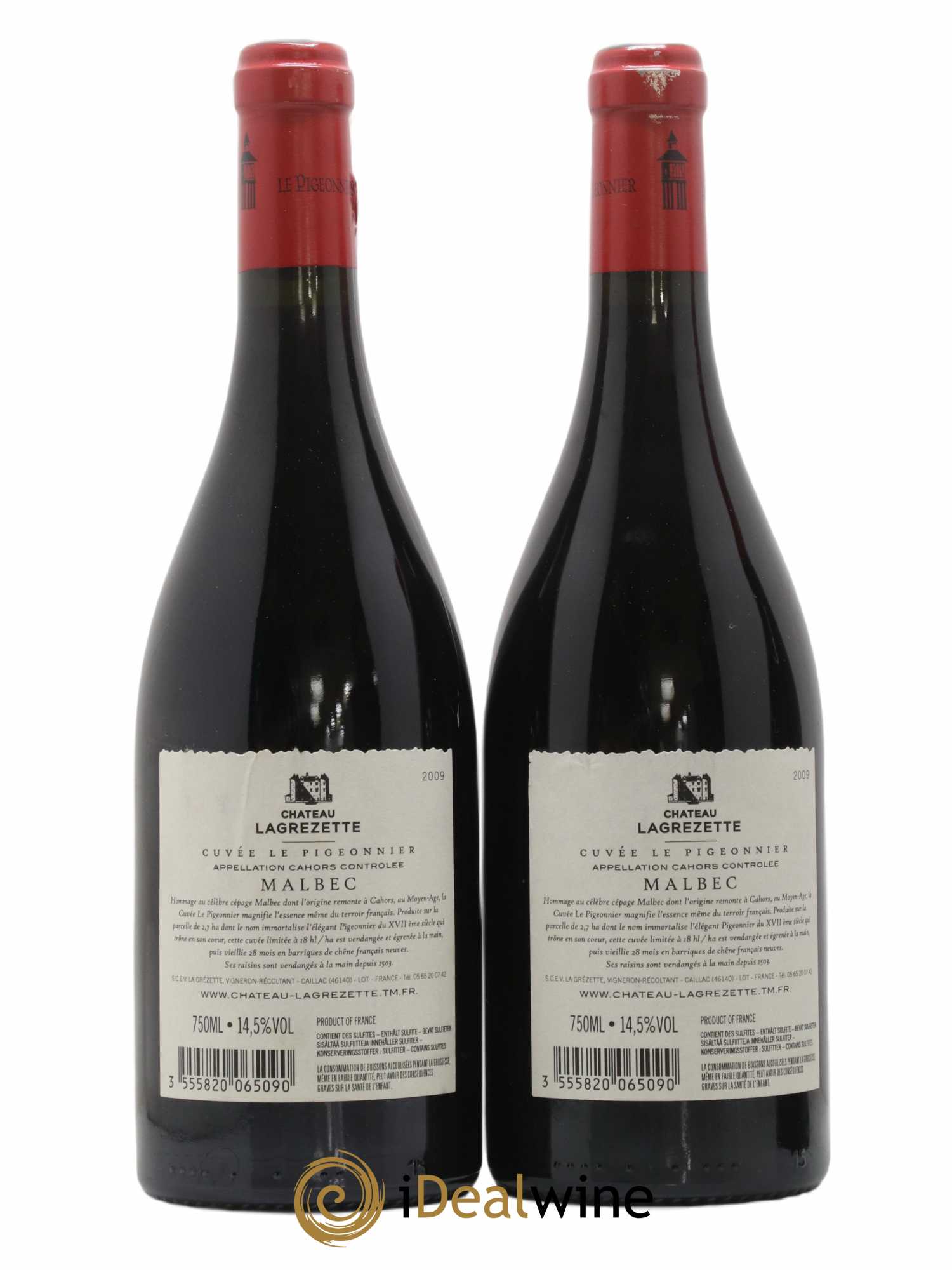 Cahors Château Lagrezette Le Pigeonnier Alain Dominique Perrin 2009 - Lotto di 2 bottiglie - 1