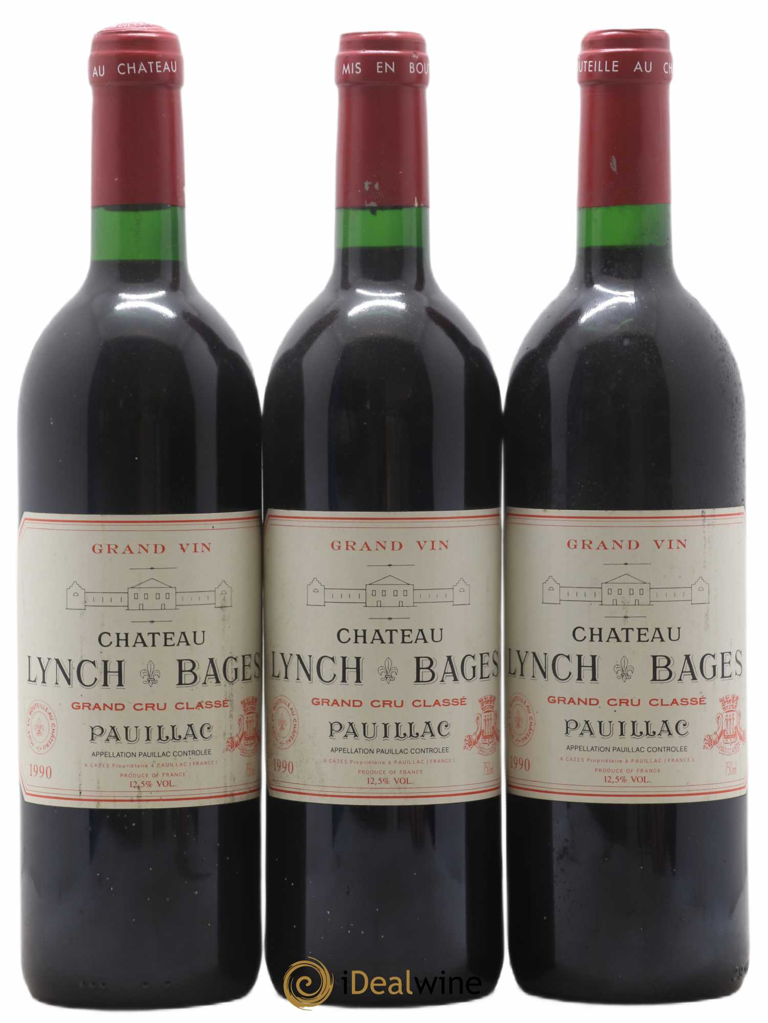 Château Lynch Bages 5ème Grand Cru Classé 1990 - Lot de 3 bouteilles - 0
