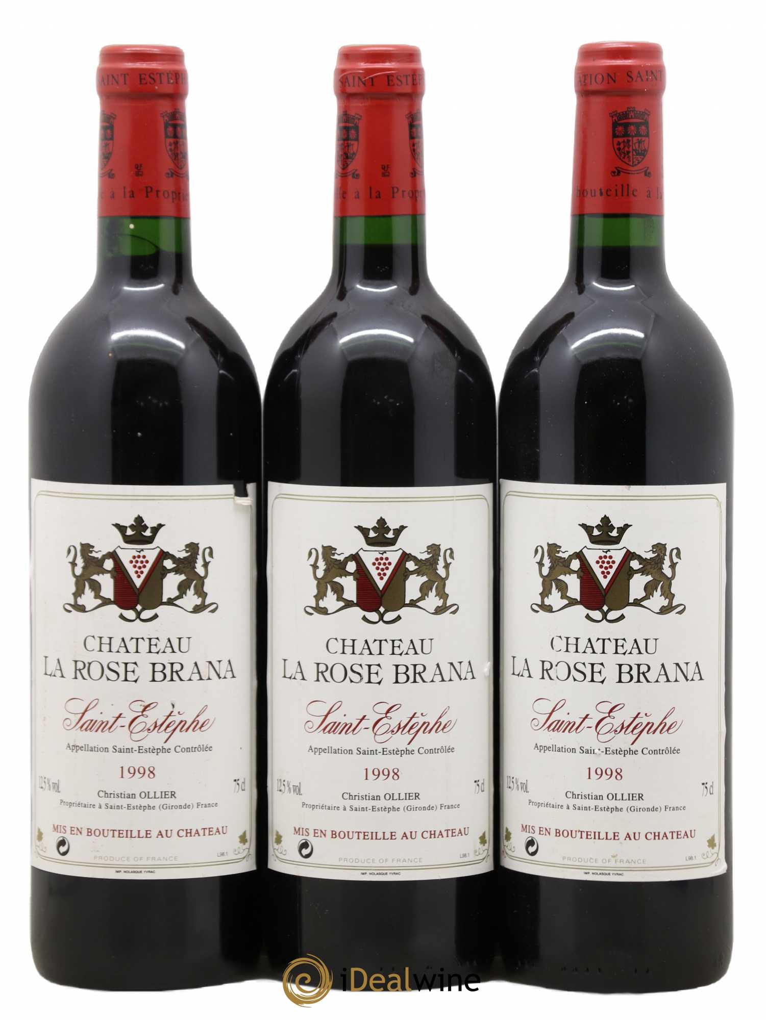 Saint-Estèphe Château La Rose Brana 1998 - Lot de 3 bouteilles - 0
