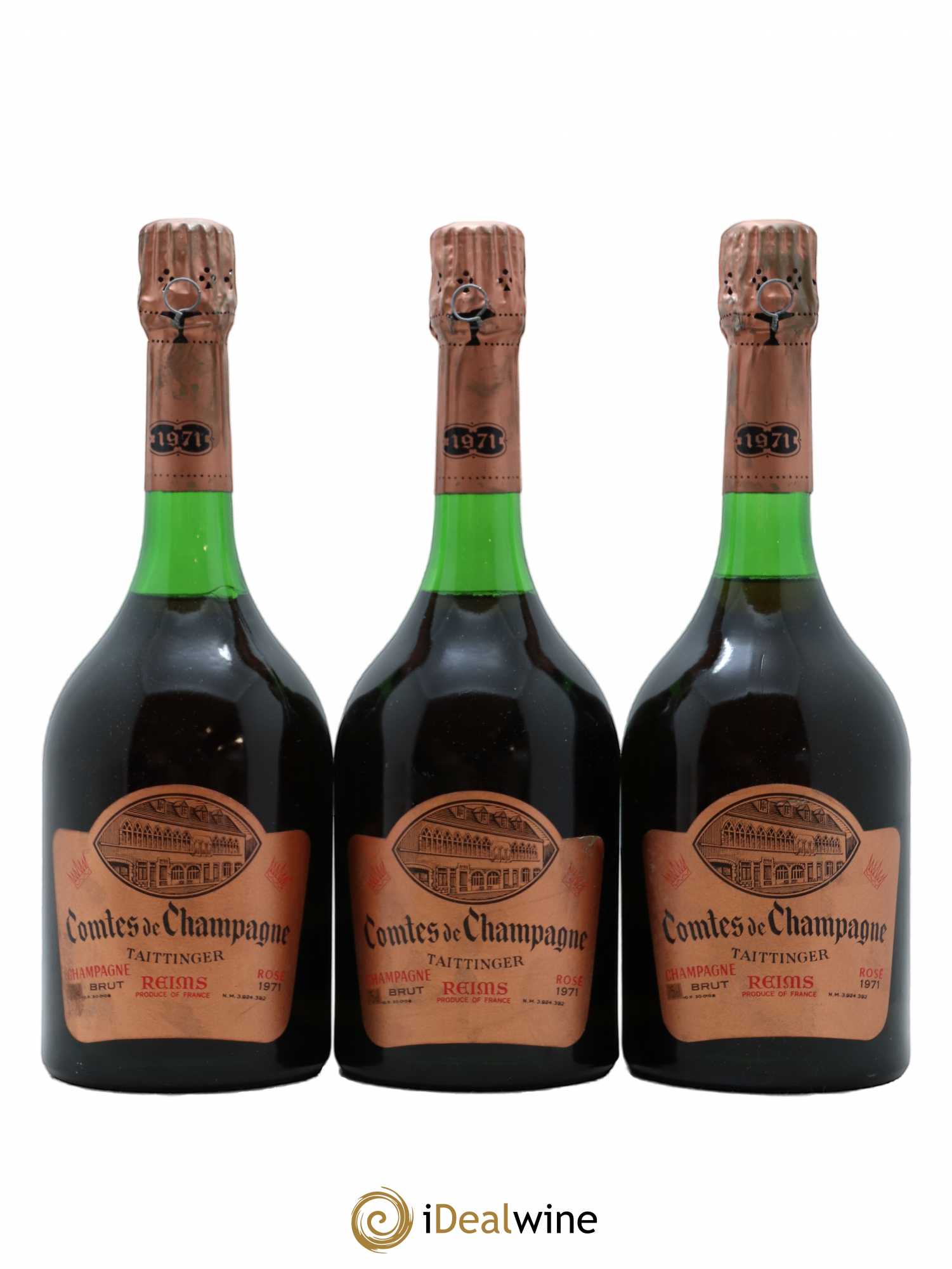 Comtes de Champagne Rosé Grand Cru Brut Taittinger 1971 - Lot de 3 bouteilles - 0