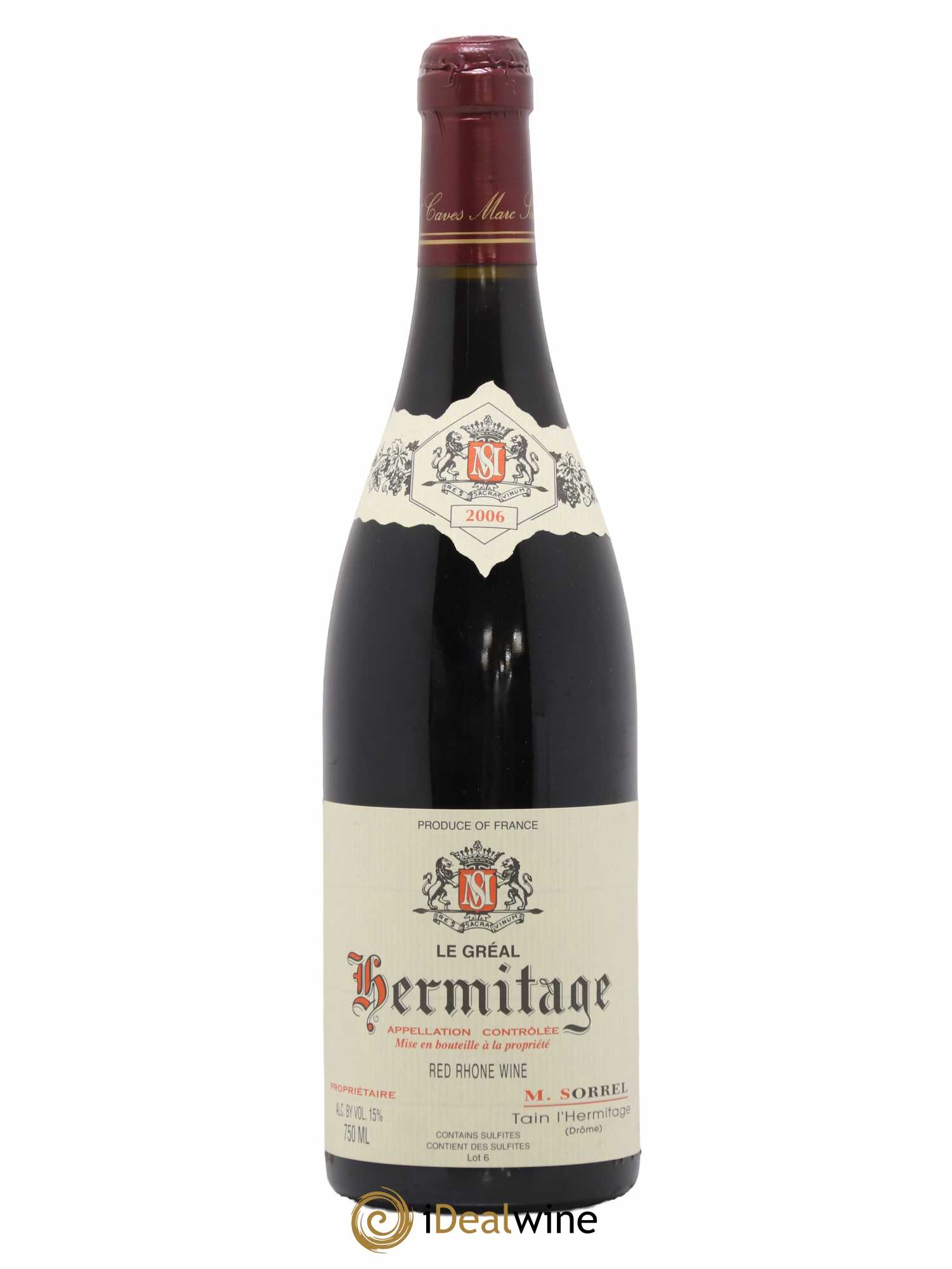 Hermitage Le Gréal Marc Sorrel 2006 - Lot de 1 bouteille - 0