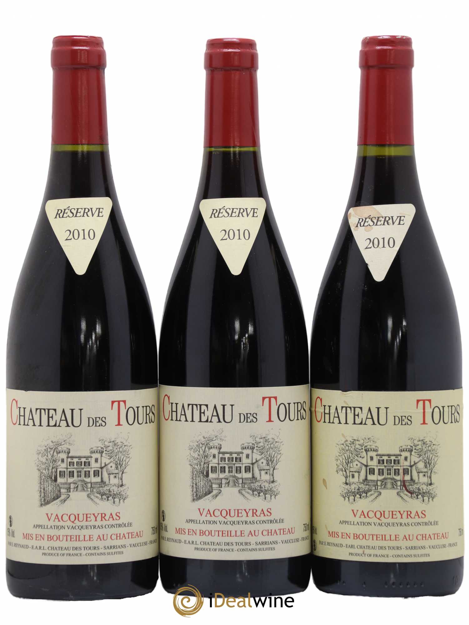 Vacqueyras Château des Tours Emmanuel Reynaud 2010 - Lot de 3 bouteilles - 0