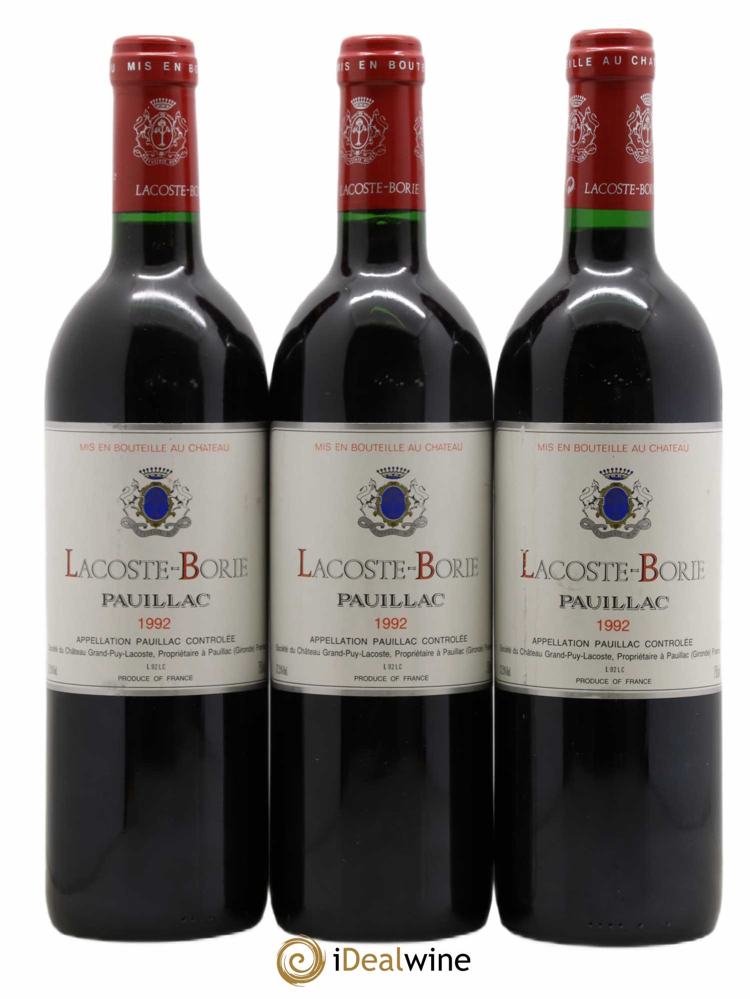 Lacoste Borie 1992 - Lot de 3 bouteilles - 0