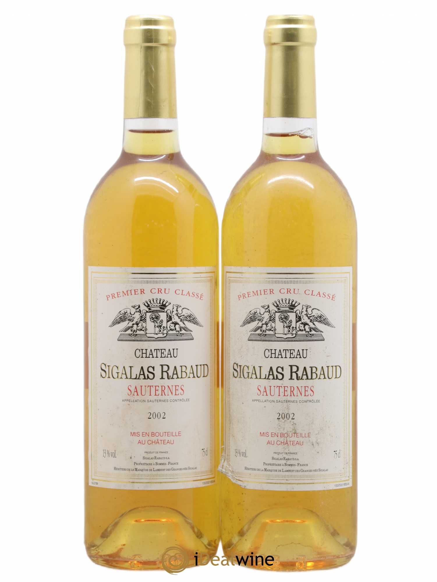 Château Sigalas Rabaud 1er Grand Cru Classé 2002 - Lotto di 2 bottiglie - 0