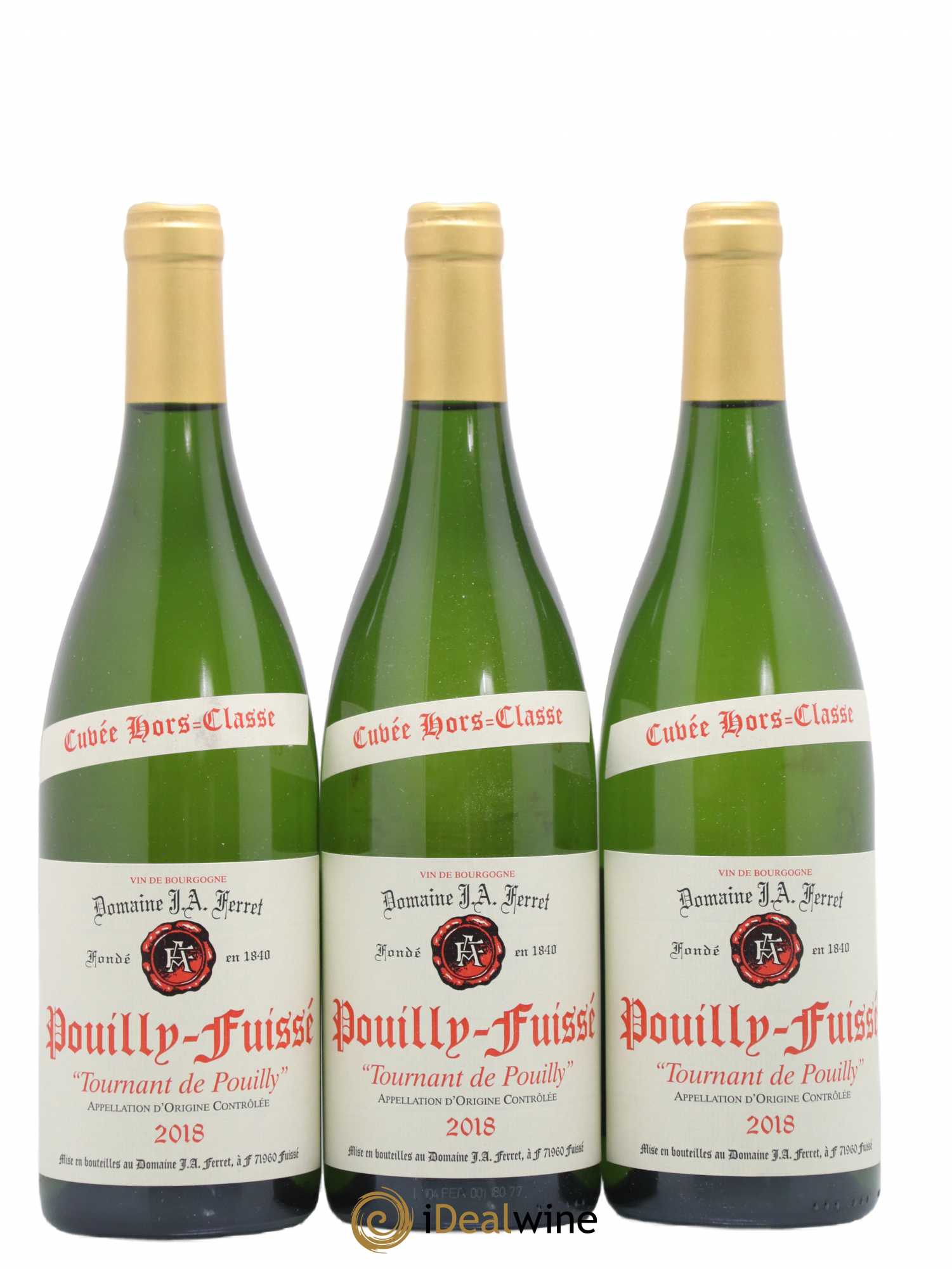 Pouilly-Fuissé 1er Cru Hors Classe Tournant de Pouilly J.A. Ferret (Domaine) (sans prix de réserve) 2018 - Lot de 3 bouteilles - 0