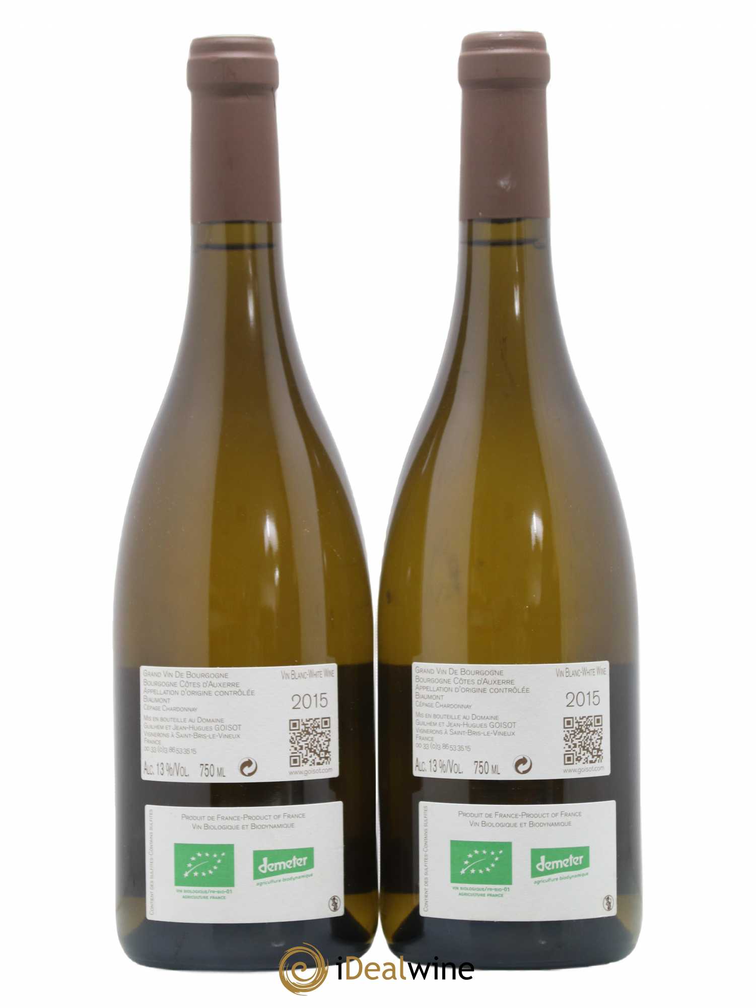 Bourgogne Côtes D'Auxerre Biaumont Goisot (sans prix de réserve) 2015 - Posten von 2 Flaschen - 1