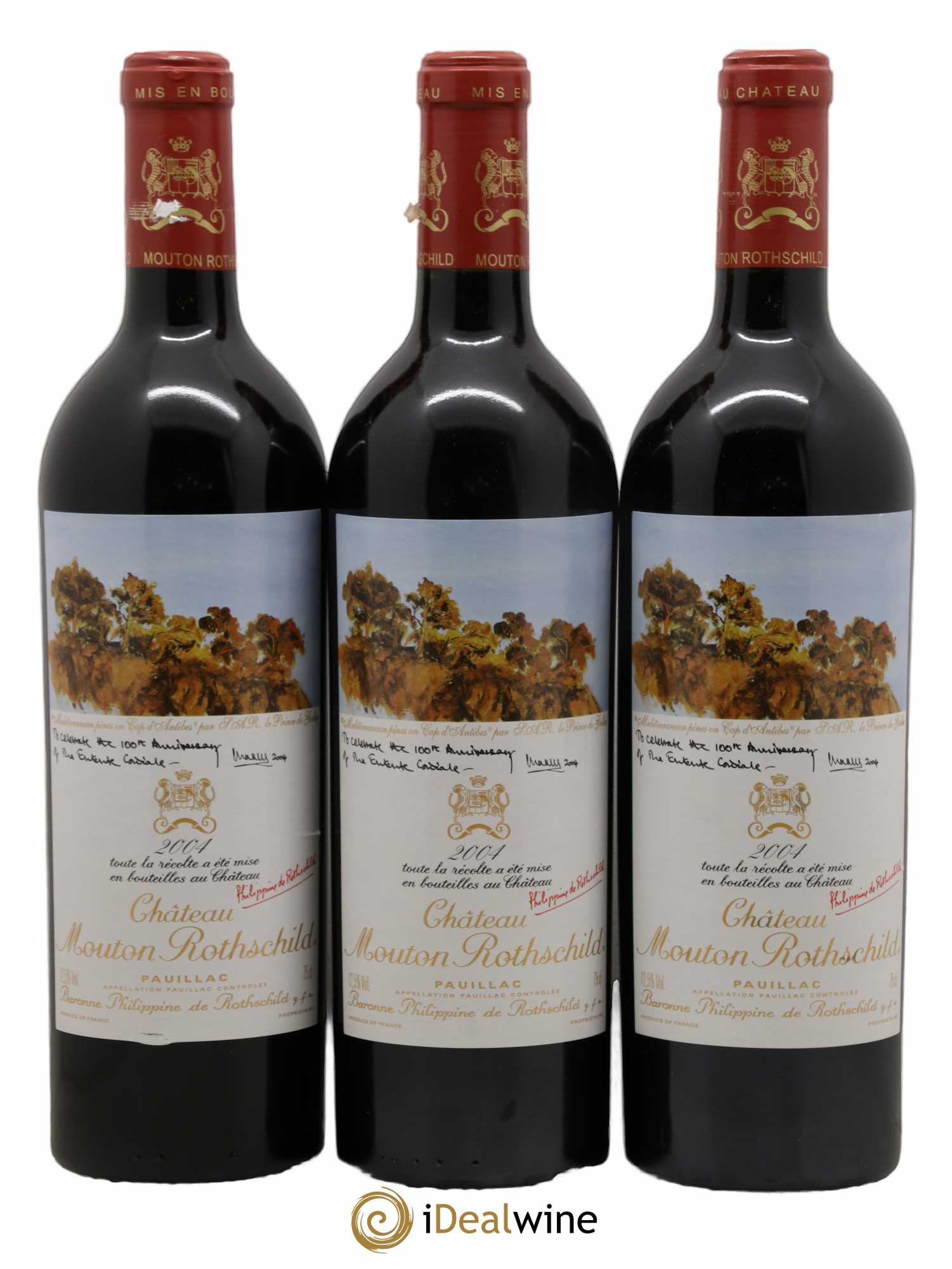 Château Mouton Rothschild 1er Grand Cru Classé 2004 - Lot de 3 bouteilles - 0