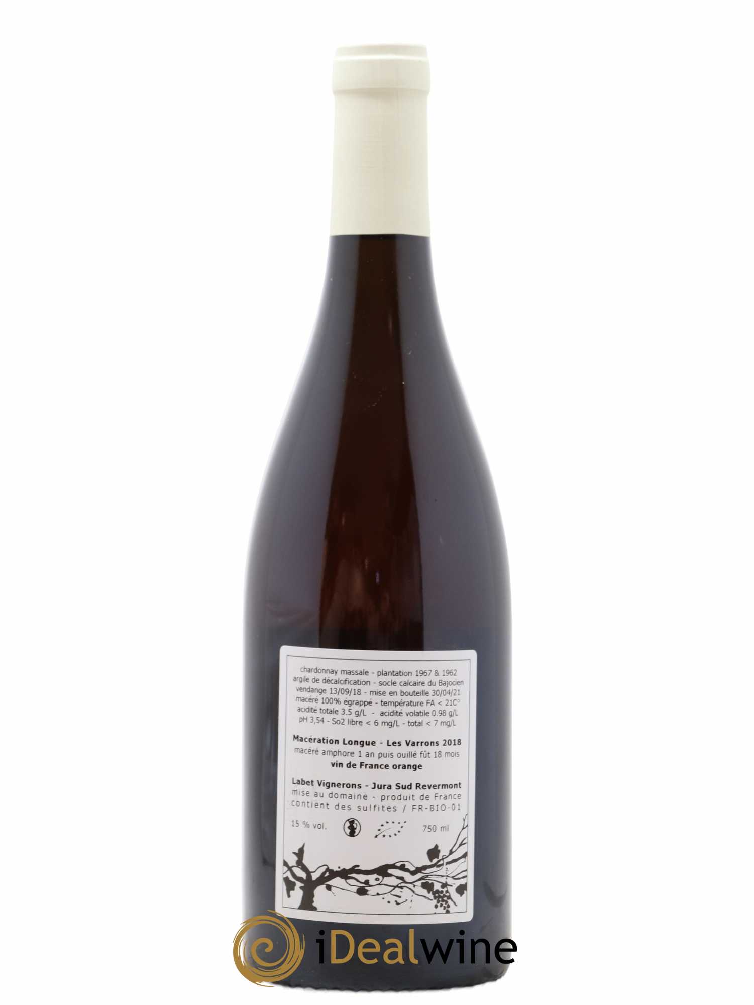 Côtes du Jura Chardonnay Les Varrons Macération Romain - Julien  - Charline Labet  2018 - Lot de 1 bouteille - 1
