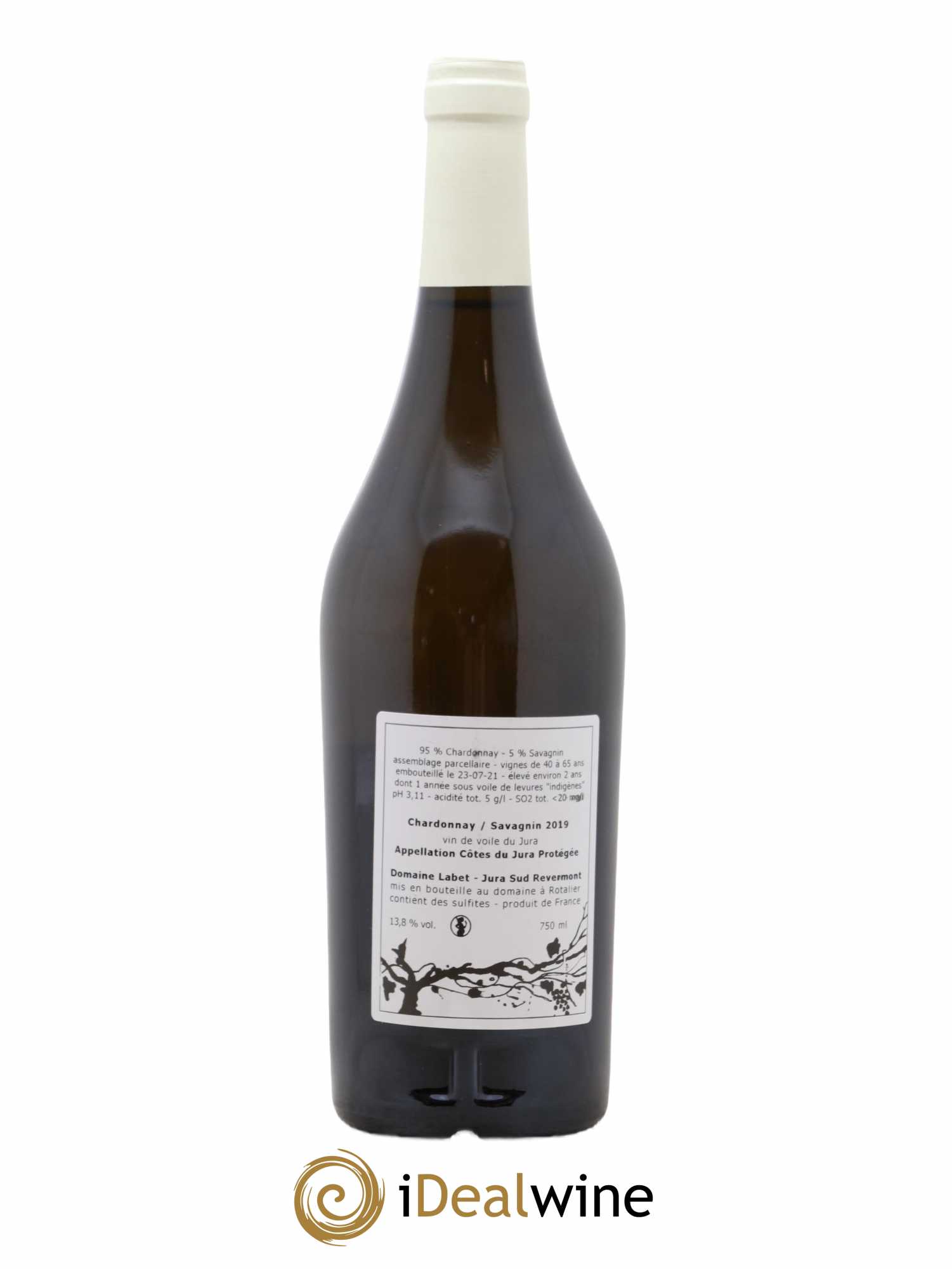 Côtes du Jura Vin de Voile Chardonnay-Savagnin cuvée de garde Romain - Julien - Charline Labet 2019 - Lot de 1 bouteille - 1