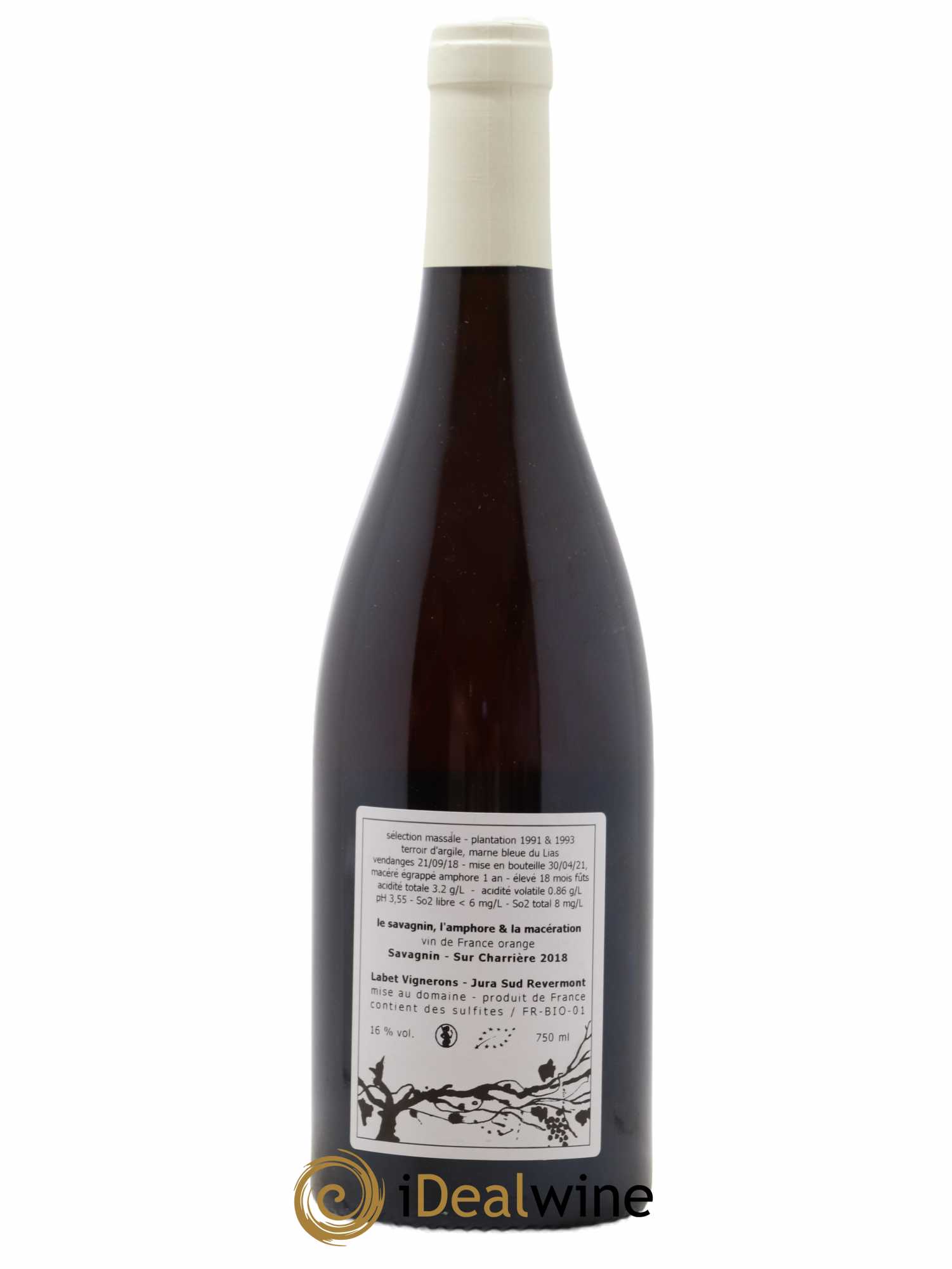 Côtes du Jura Savagnin de macération La Bardette Romain - Julien - Charline Labet Sur Charrière 2018 - Posten von 1 Flasche - 1