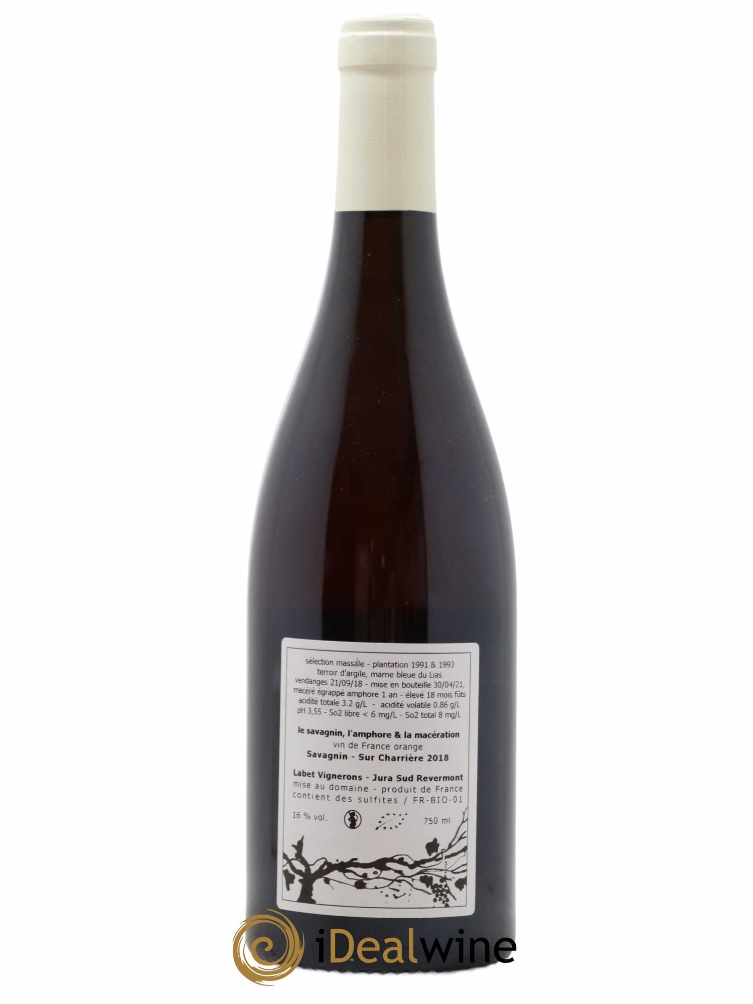 Côtes du Jura Savagnin de macération La Bardette Romain - Julien  - Charline Labet Sur Charrière 2018 - Lot de 1 bouteille - 1