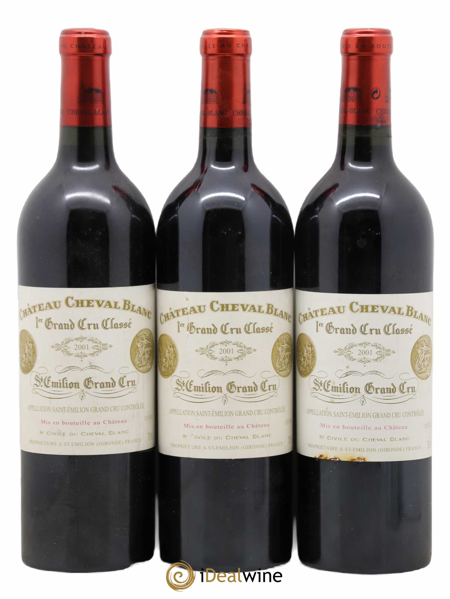 Château Cheval Blanc 1er Grand Cru Classé A 2001 - Lot de 3 bouteilles - 0