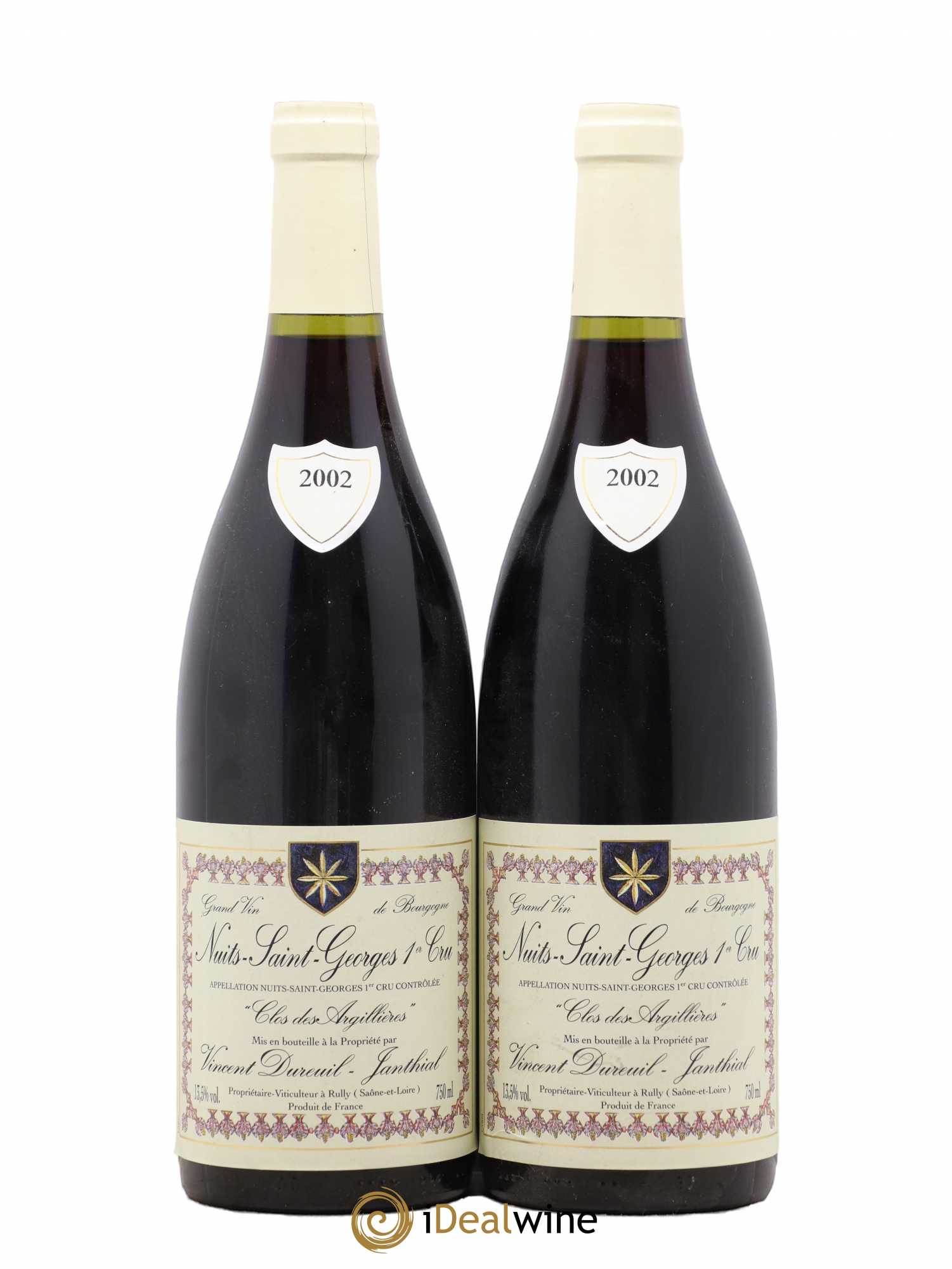 Nuits-Saint-Georges 1er Cru Clos des Argillières Vincent Dureuil-Janthial 2002 - Lot de 2 bouteilles - 0