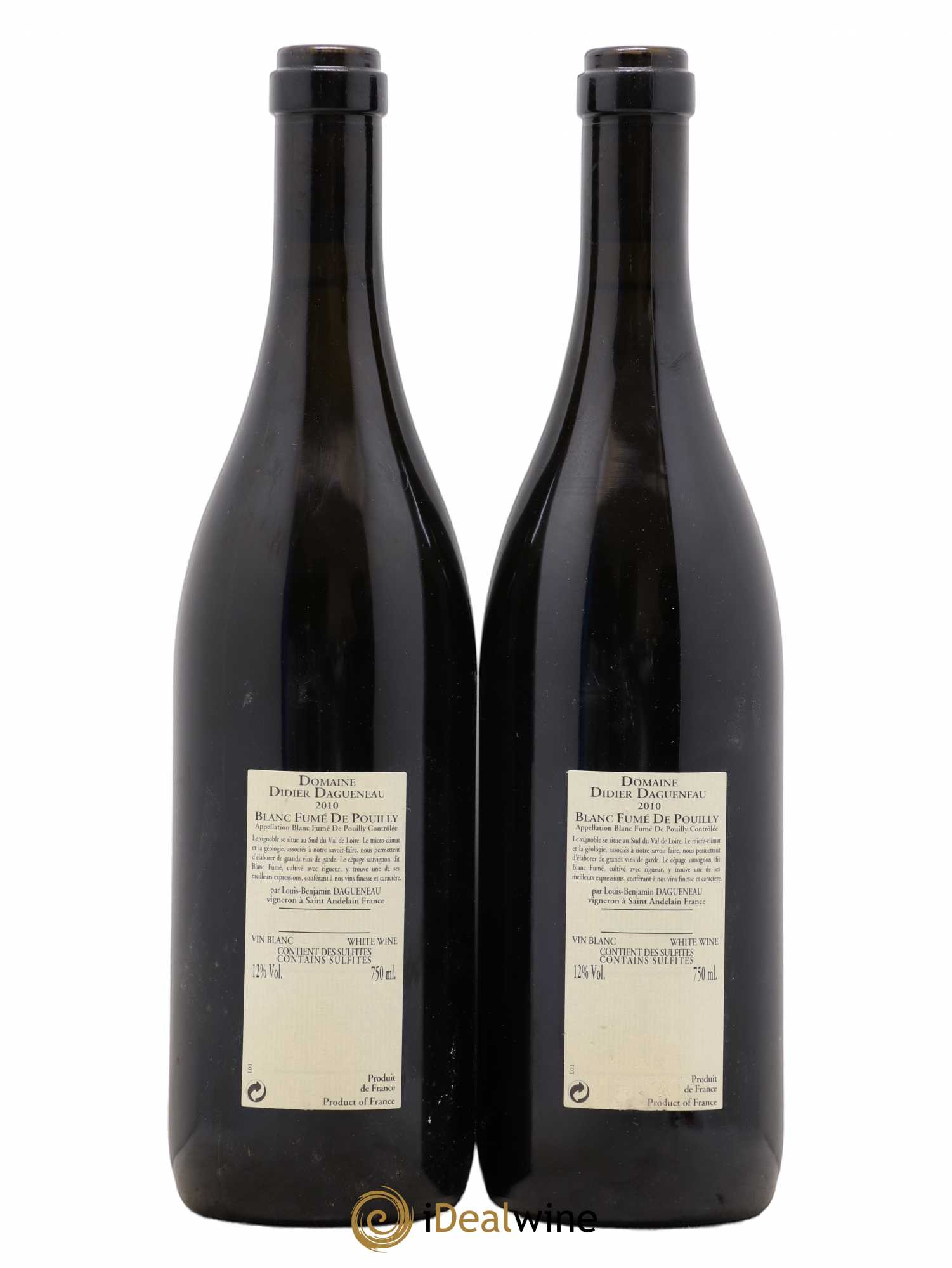 Pouilly-Fumé Blanc Fumé de Pouilly Dagueneau (Domaine Didier - Louis-Benjamin) 2010 - Lot de 2 bouteilles - 1