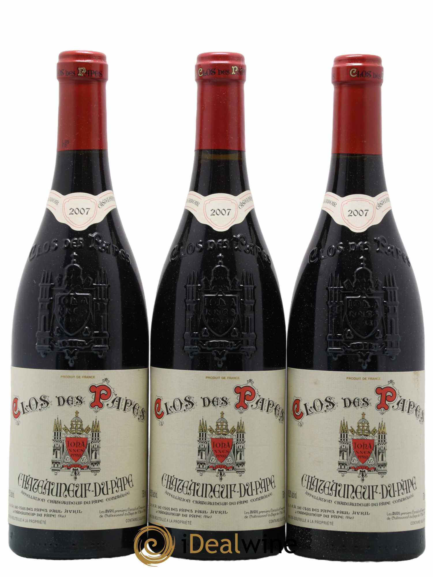 Châteauneuf-du-Pape Clos des Papes - Paul Avril 2007 - Lot de 3 bouteilles - 0