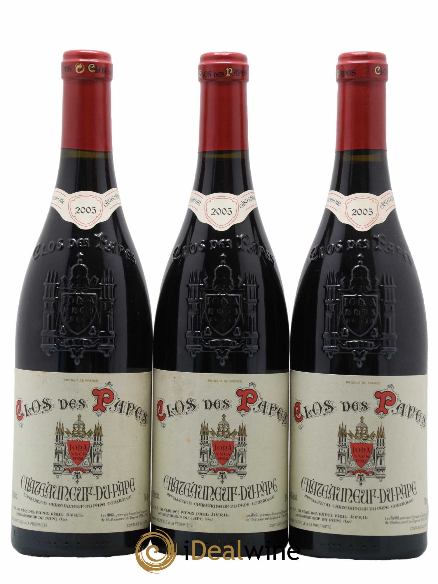 Châteauneuf-du-Pape Clos des Papes - Paul Avril 2005 - Lot de 3 bouteilles - 0